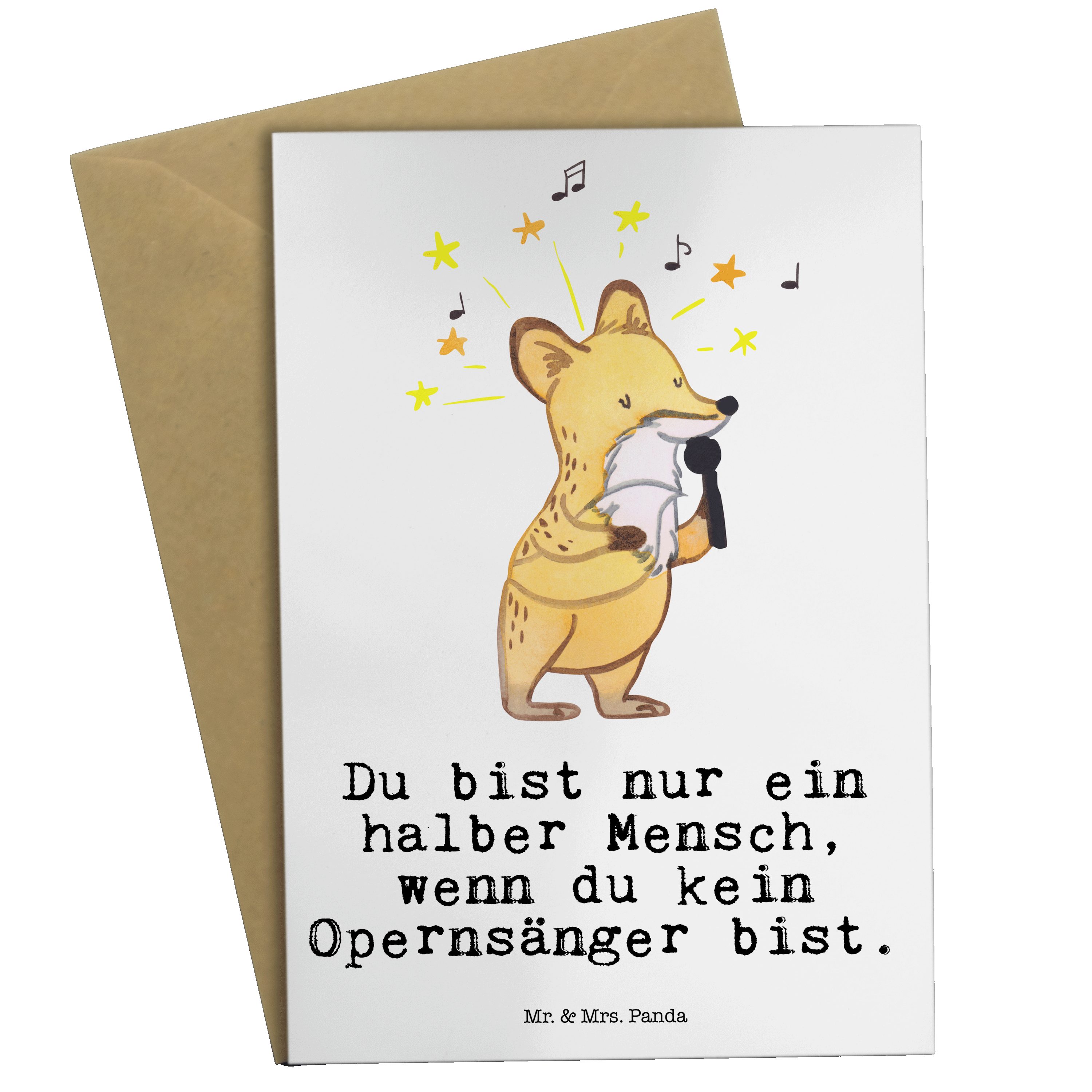 Mr. & Mrs. Panda Grußkarte Opernsänger mit Herz - Weiß - Geschenk, Einladungskarte, Hochzeitskar