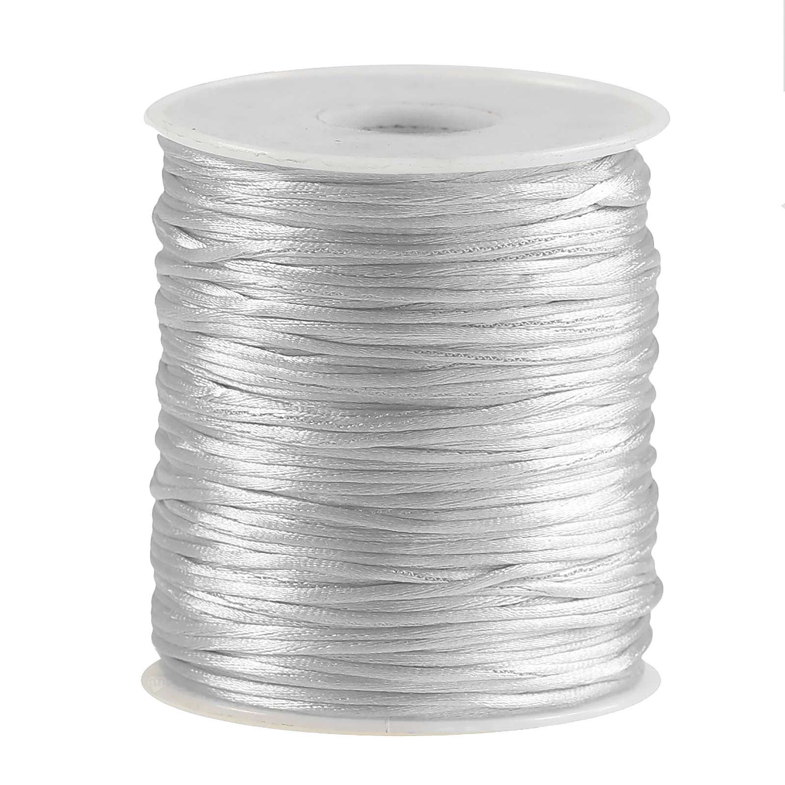 maDDma Kordel Satinschnur 80m x 1mm Flechtschnur Kumihimo Bastelschnur, weiß