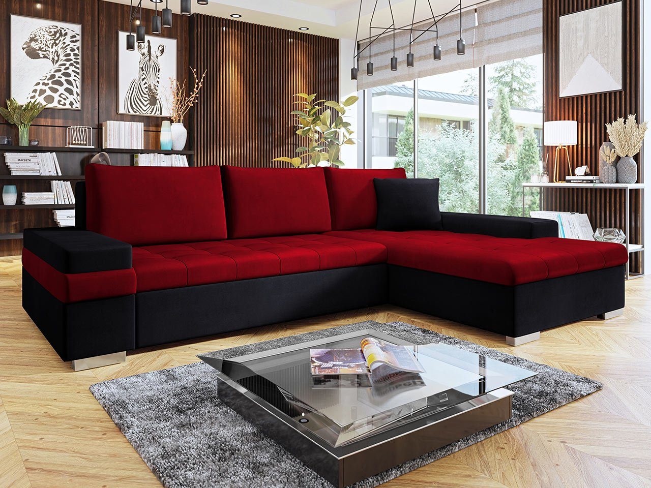 Couch Wohnzimmer, und MIRJAN24 Premium, Mini mane Ecksofa L-Form, Schlaffunktion mit Bangkok Bettkasten, Universal