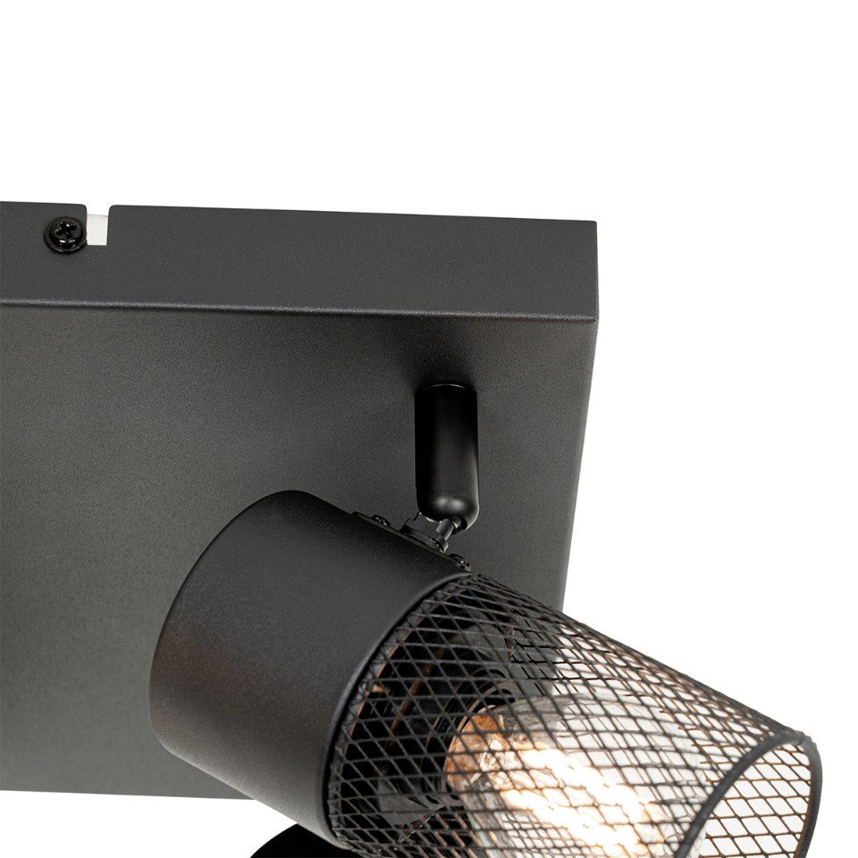 Qazqa LED Aufbaustrahler Jim, ohne Leuchtmittel, Warmweiß, QAZQA Aufbau­spot, e14, Schwarz, Stahl, Industrie