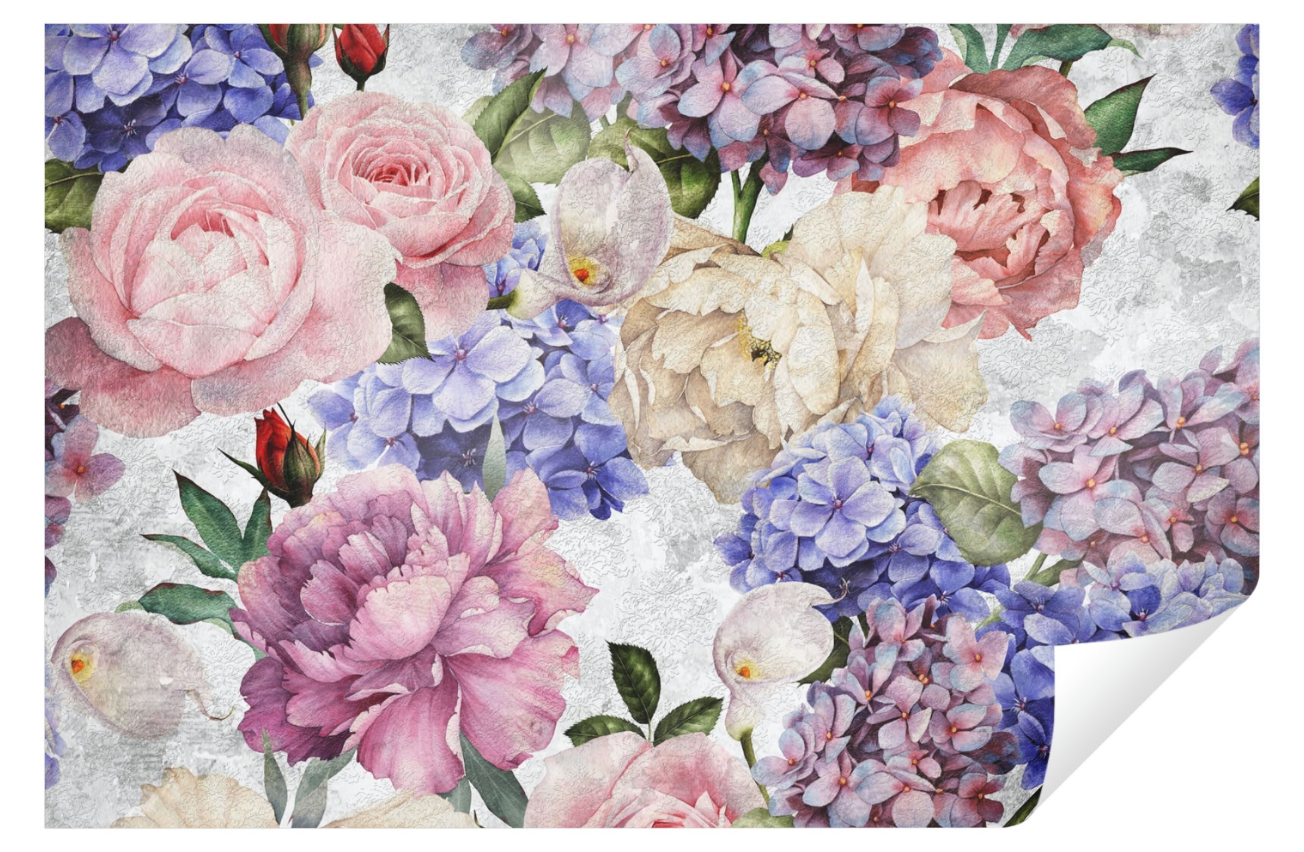 Wallarena Fototapete Blumen Vintage Rose Pfingstrosen Vlies Tapete Wohnzimmer Schlafzimmer, Glatt, Blumen, Tapete inklusive Kleister Vliestapete Motivtapete