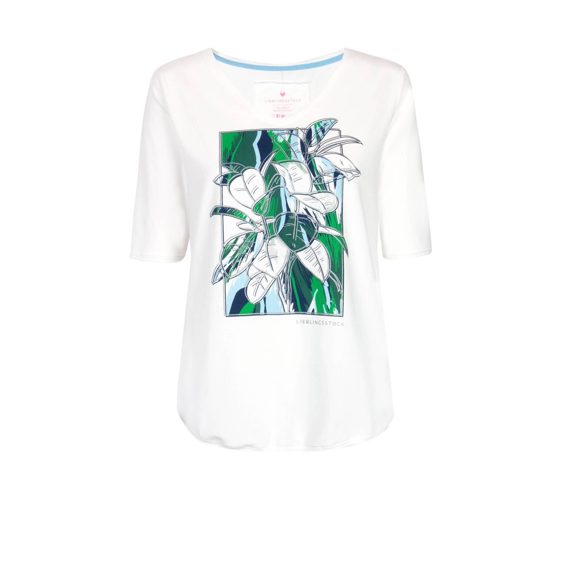 Lieblingsstück T-Shirt Damen T-Shirt COSMAL (1-tlg), Kontrastierender  Pflanzen-Print