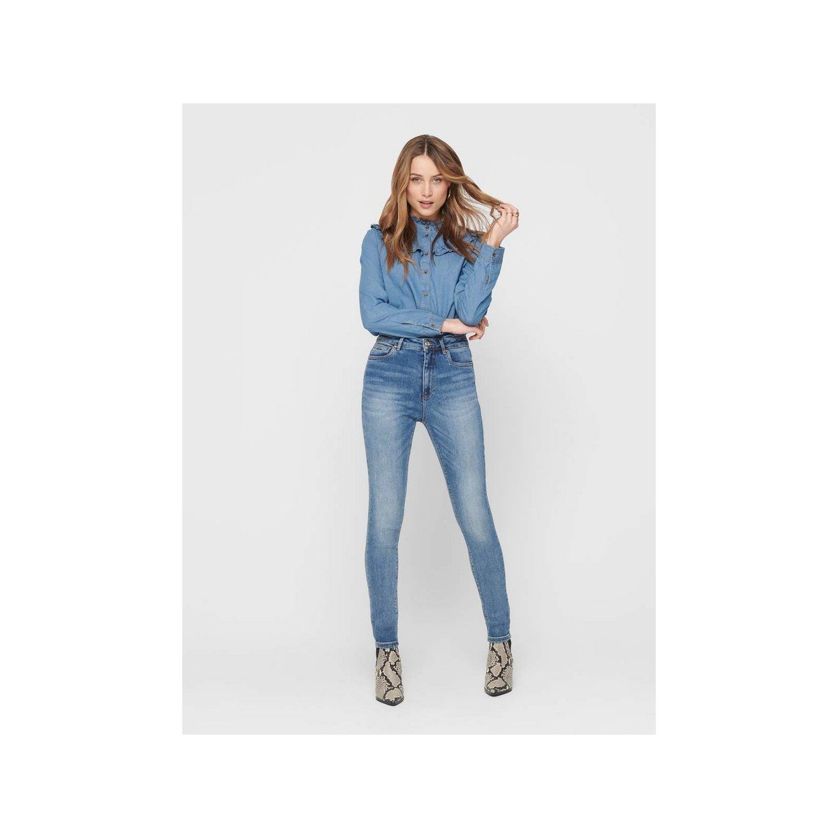 regular (1-tlg) ONLY mittel-blau 5-Pocket-Jeans