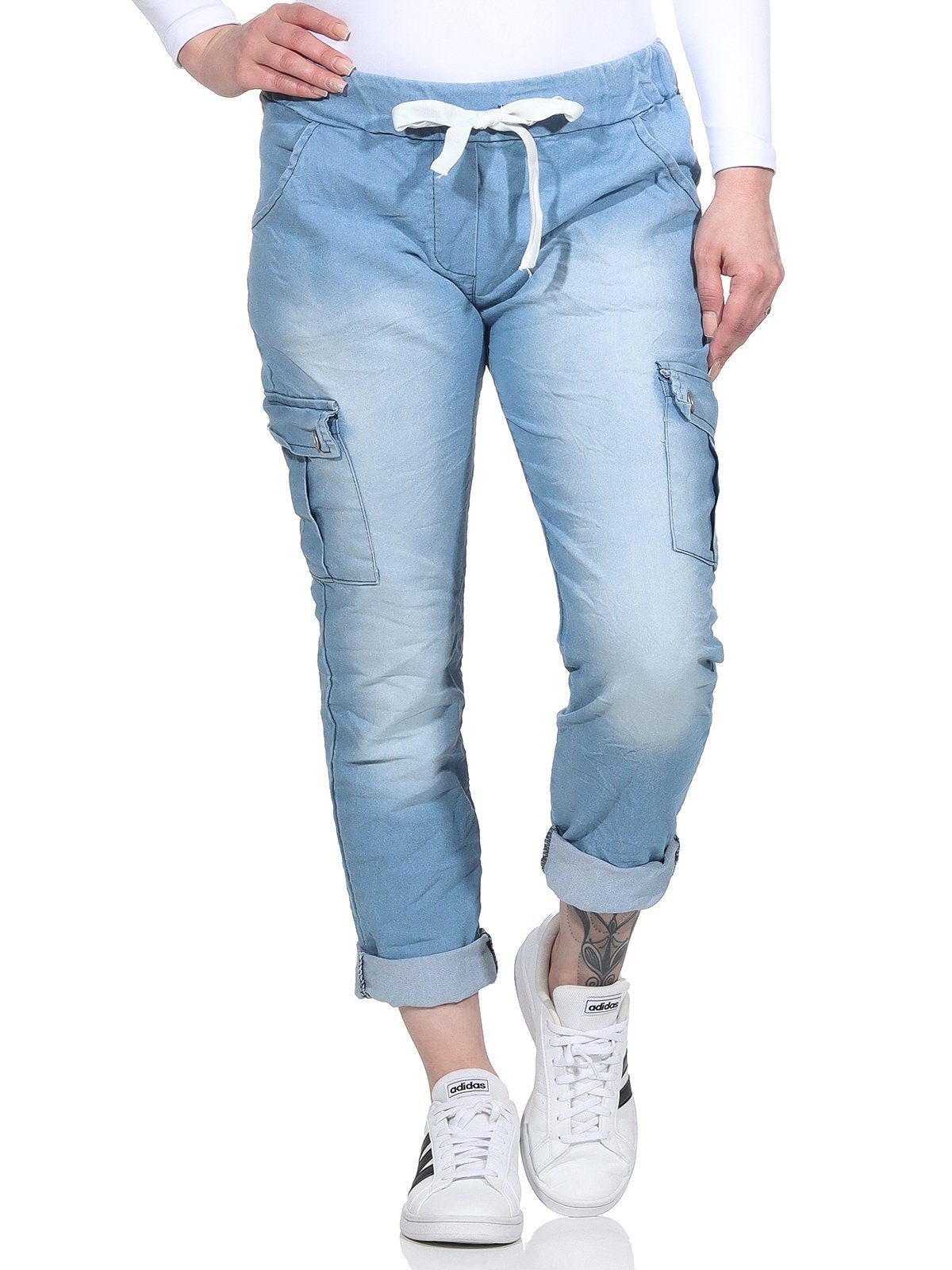 CLEO STYLE Jogginghose Damen Jogginghose Jeans 21094 Hellblau