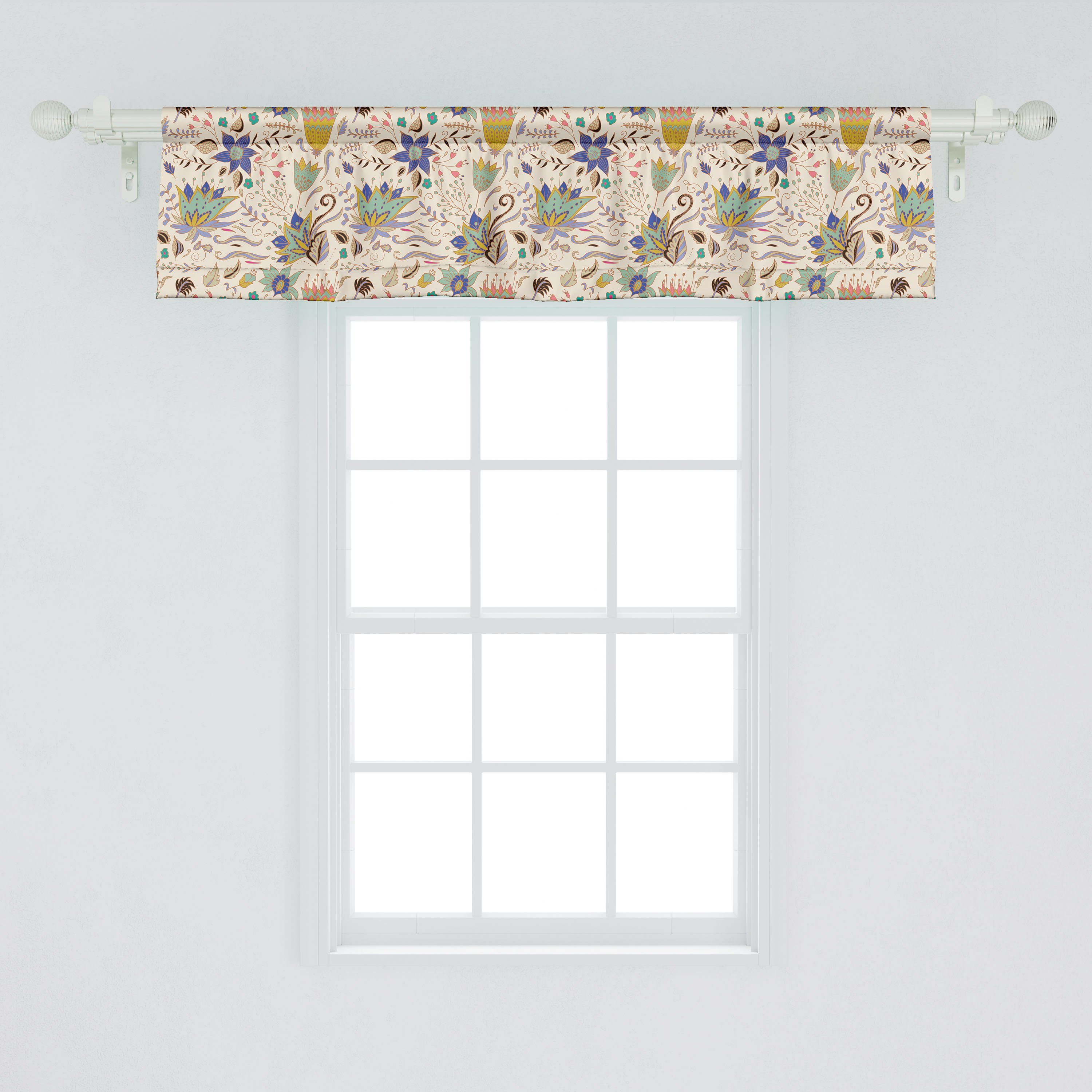 Küche Garten-Kunst Abakuhaus, mit Abstrakte Scheibengardine Botanisch Microfaser, Vorhang Volant Stangentasche, Dekor für Schlafzimmer
