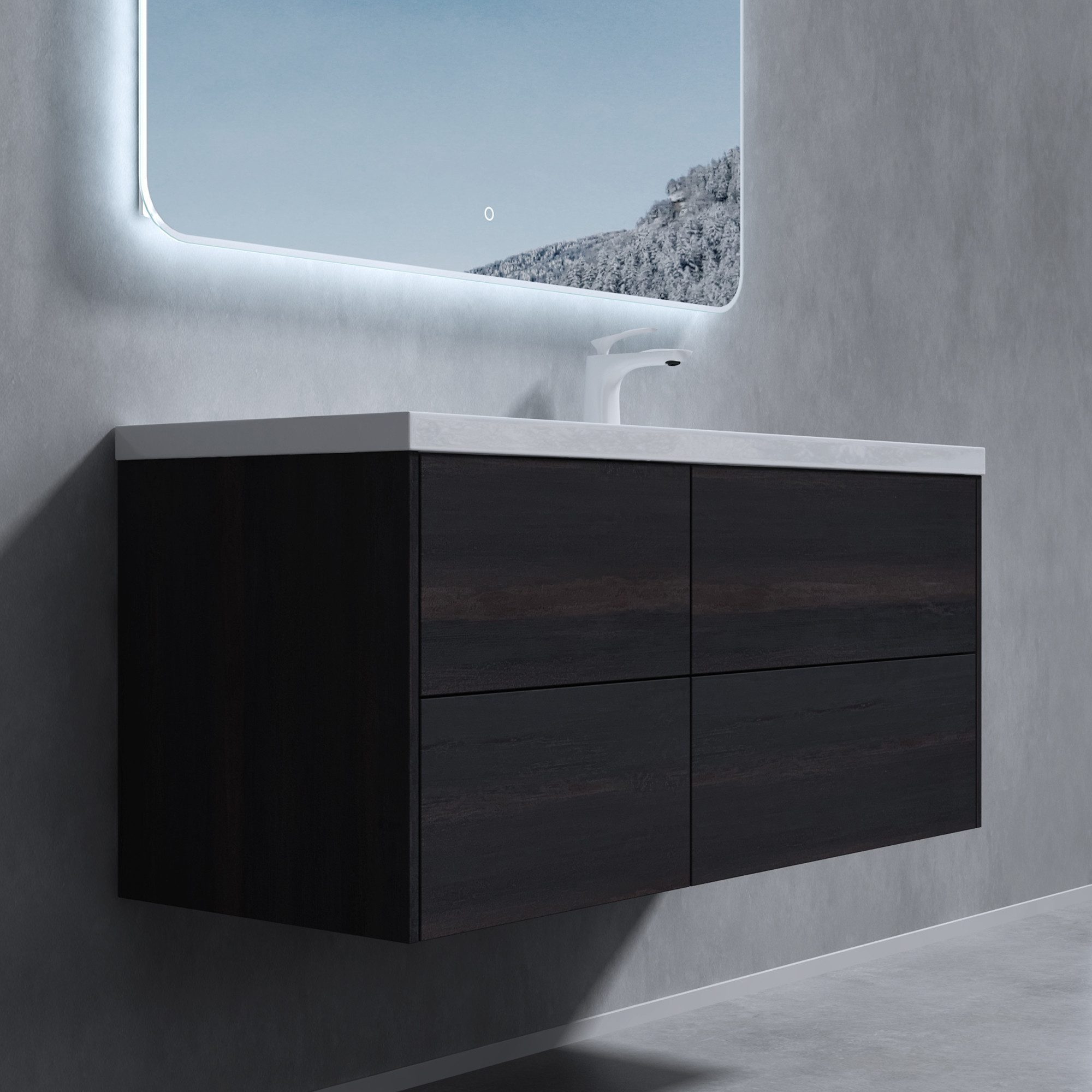 doporro Badmöbel-Set Waschtisch mit Unterschrank aus Holz mit Soft-Close MDF Moment