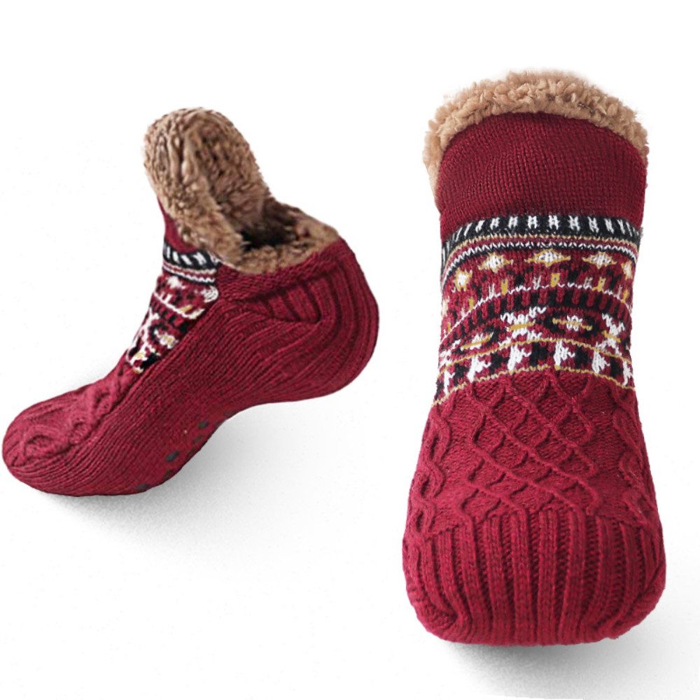 Blusmart Haussocken Hausschuhsocken für Damen und Herren (Warm, Rutschfest, Gestrickt, dick, Flauschig) Für Boden, Bett, Haus