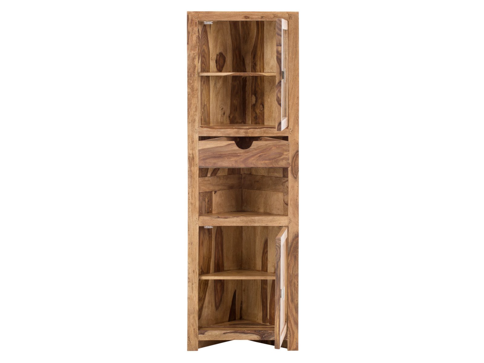 massivum Eckschrank Laros Akazie Hochschrank Badezimmer Massivholz