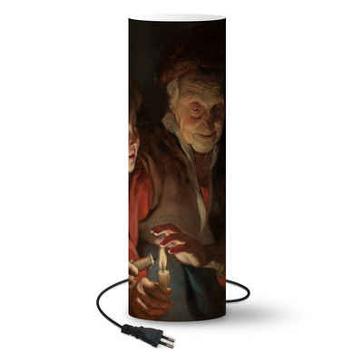 MuchoWow Tischleuchte »Alte Frau und Junge mit Kerzen - Gemälde von Peter Paul Rubens Ø«, Tischlampe Tischleuchte Kinderzimmer Büro Stehlampen Stehleuchte LED Leuchte LED-Lampe