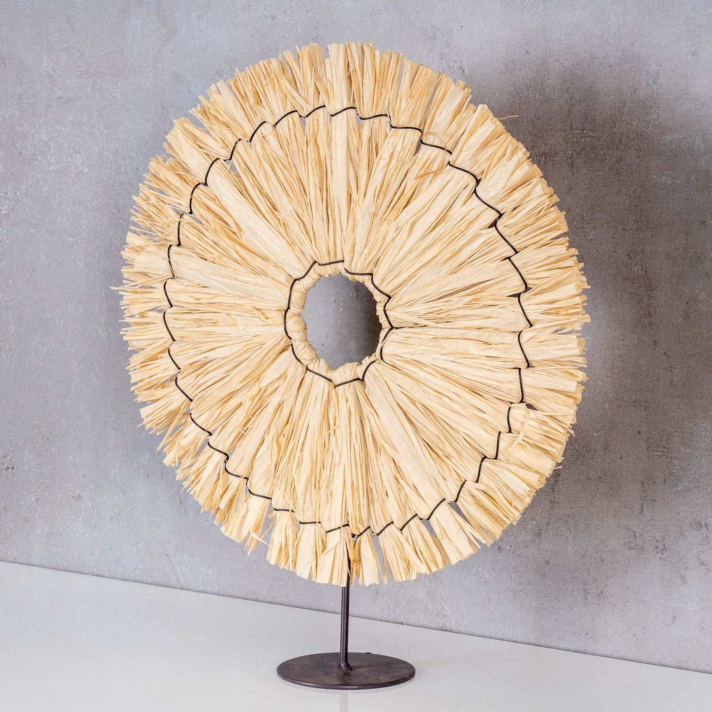 Levandeo® Dekoobjekt, Boho Tischdeko Sonne H36cm Deko Aufsteller Bast Naturdeko Dekoration