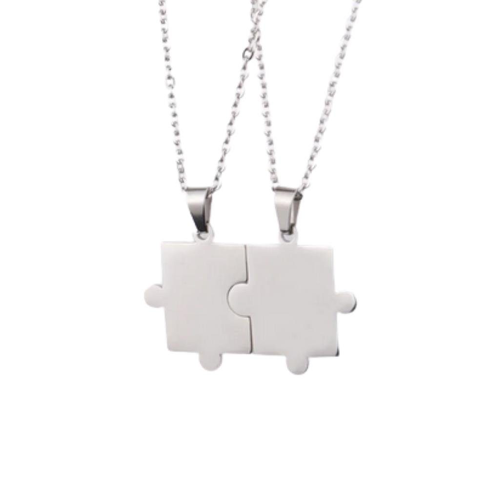 Ketten-Set Farben (1-tlg), Halskette BUNGSA Puzzle-Anhänger Necklace Silber Edelstah verschiedene aus mit Partnerketten-Set