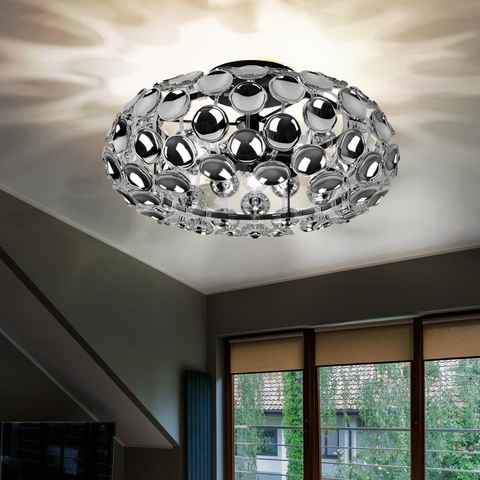 etc-shop LED Deckenleuchte, Leuchtmittel inklusive, Warmweiß, Deckenleuchte Wohnzimmer Chrom Kugellampe Innen,-