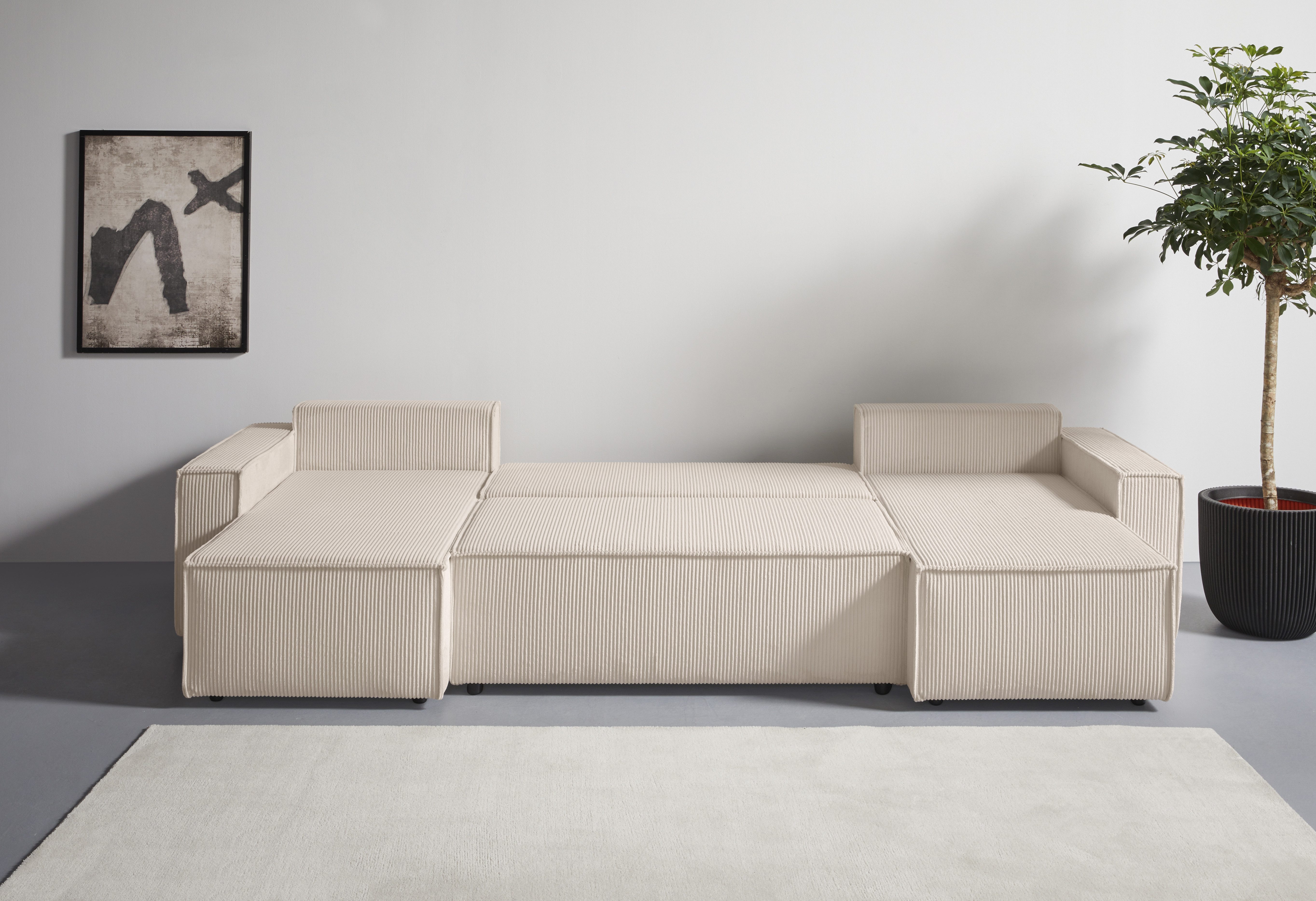 OTTO home Wohnlandschaft CASSI L-Form, 311cm - OTTO. Verlässliche Qualität., Schlaffunktion (133/200), Bettkasten, Cord, Unser Tiefpreis