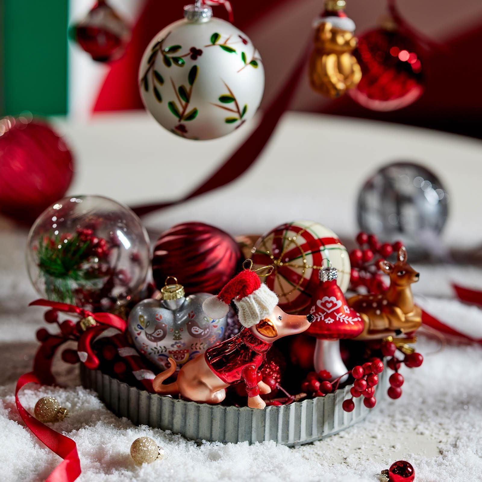Depot Noelle Glas-Mini-Weihnachtskugel-Set Weihnachtsbaumkugel Bordeaux