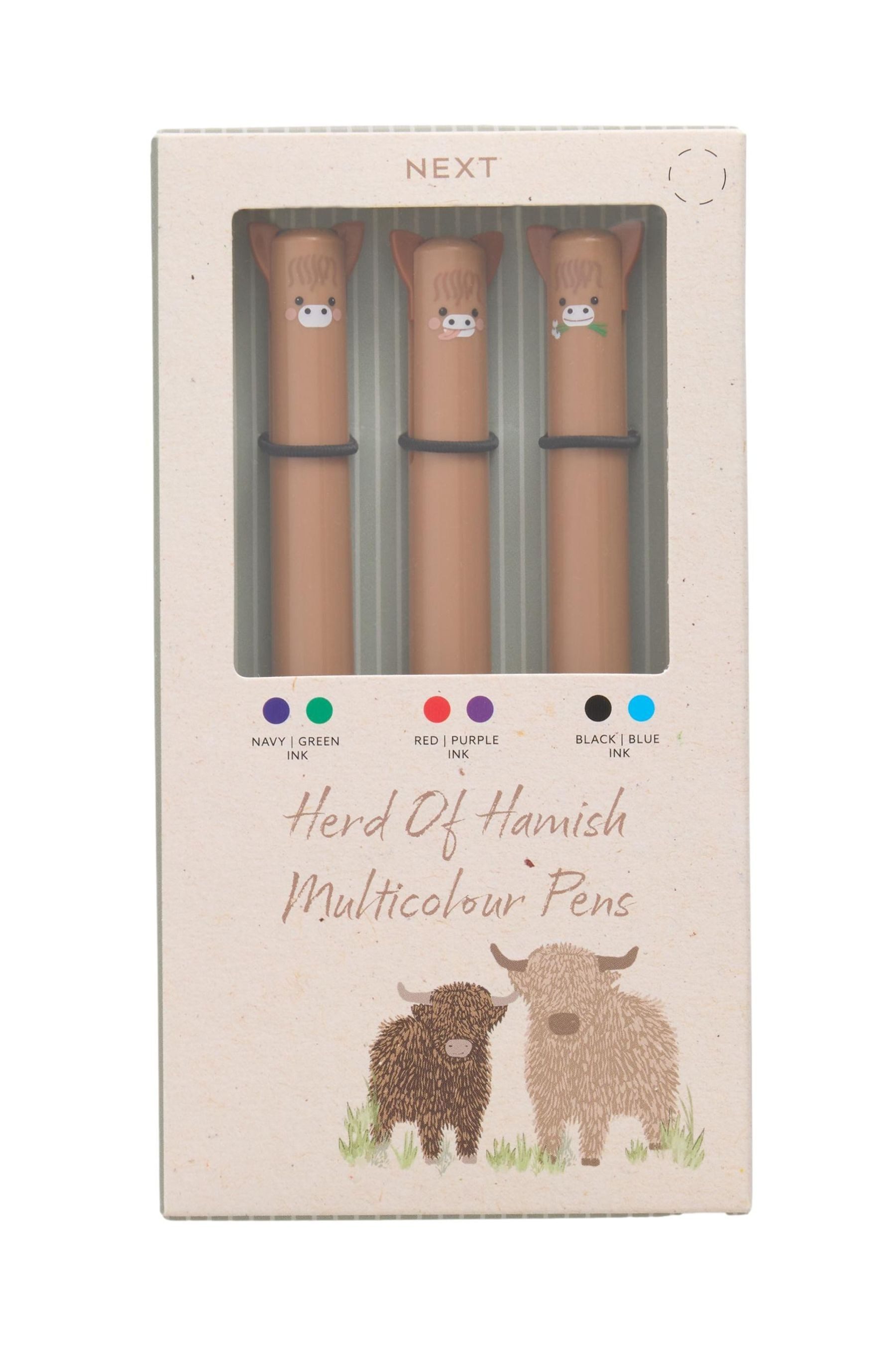 Next Kugelschreiber 3er-Set Stifte mit Hochlandrind Hamish