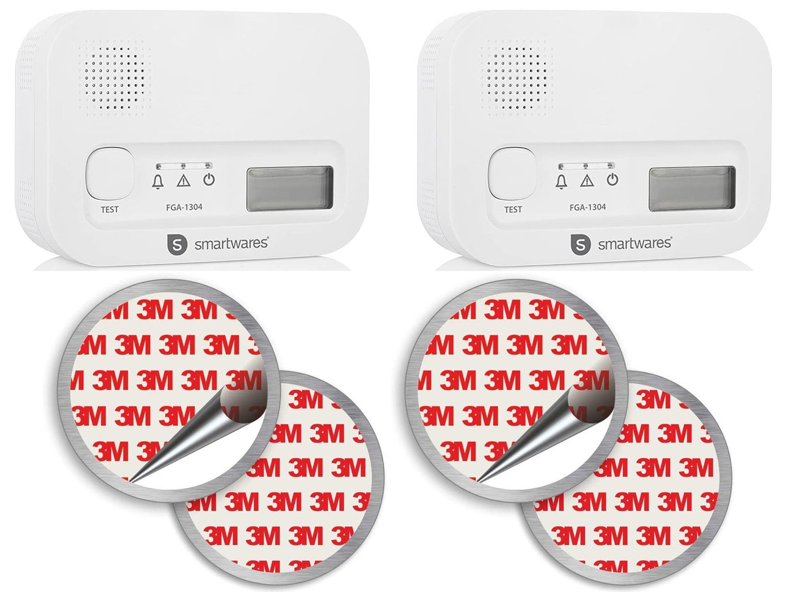 smartwares Детектор co (2er Set Kohlenmonoxid Melder CO Messer Warngeräte Warner Kaminofen Gas)