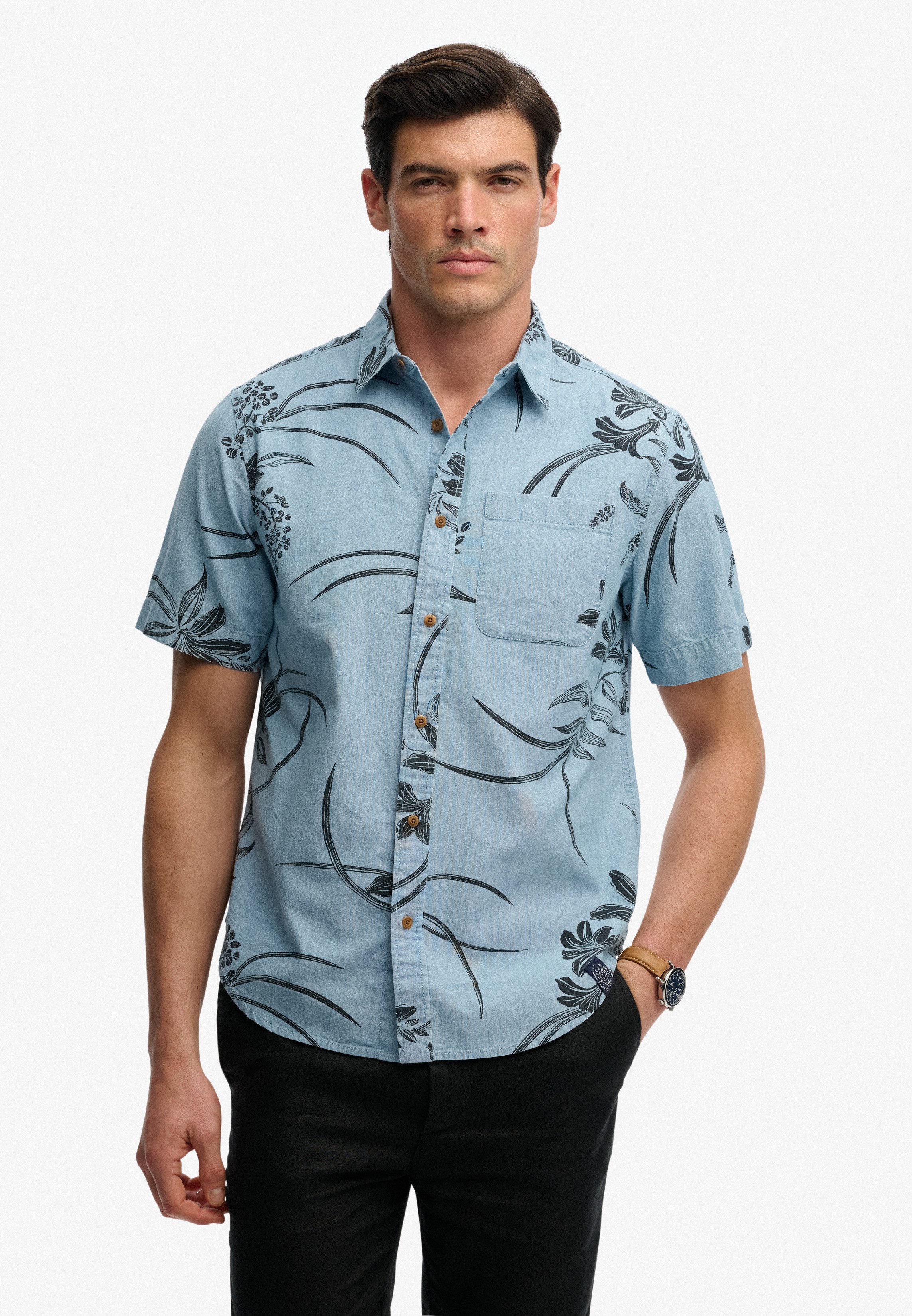 Superdry Kurzarmhemd VINTAGE LOOM S/S SHIRT mit sommerlich coolem Hawaii-Blumen-Print