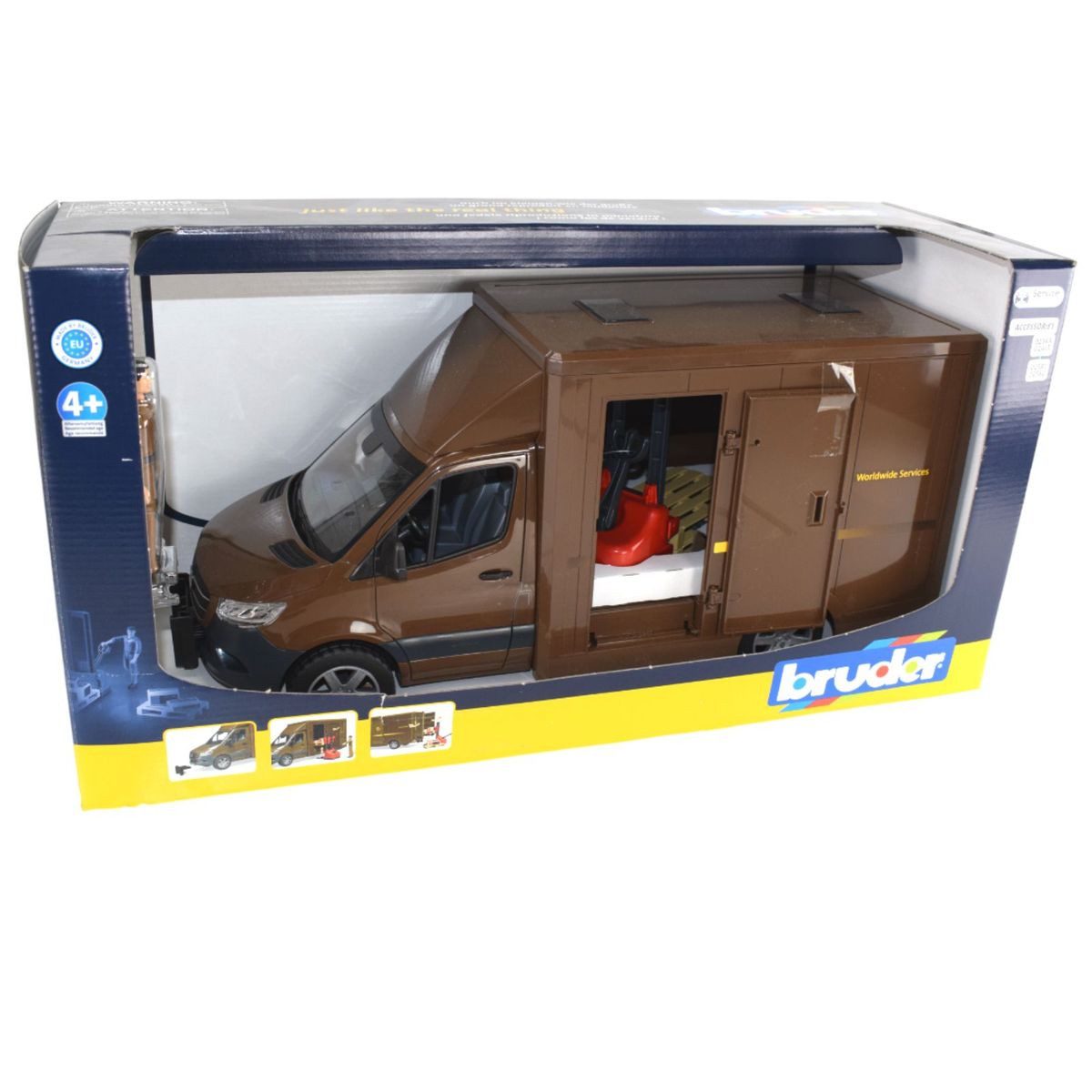 Spielzeug-Auto 02678 Mercedes Benz Sprinter UPS Transporter 1:16 mit Fahrer & Zubehör