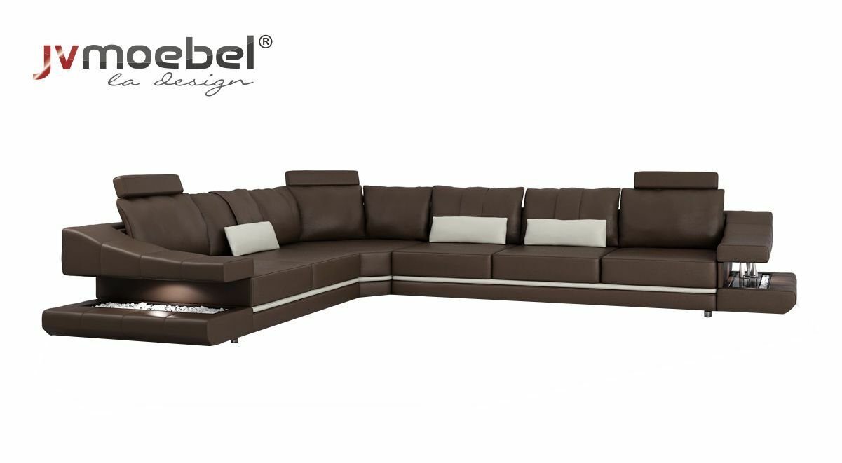 JVmoebel Ecksofa Ecksofa Sofa Couch Polster EckSoga Wohnlandschaft Textil Eck L Form, Made in Europe Braun