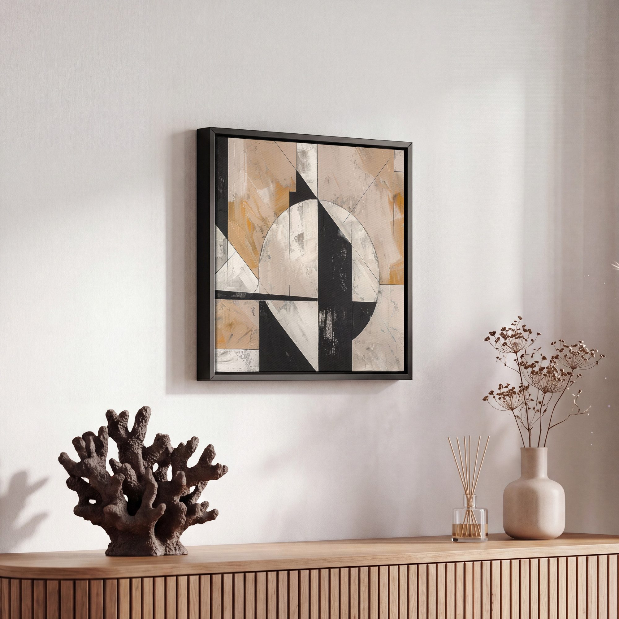 OneMillionCanvasses® Leinwandbild mit Rahmen - Abstrakt - Modern - Geometrisch - Pastell, Fotodruck (1 St), Leinwand Bilder Klein, Wand Dekoration Aesthetic 20x – Bild 5 von 5