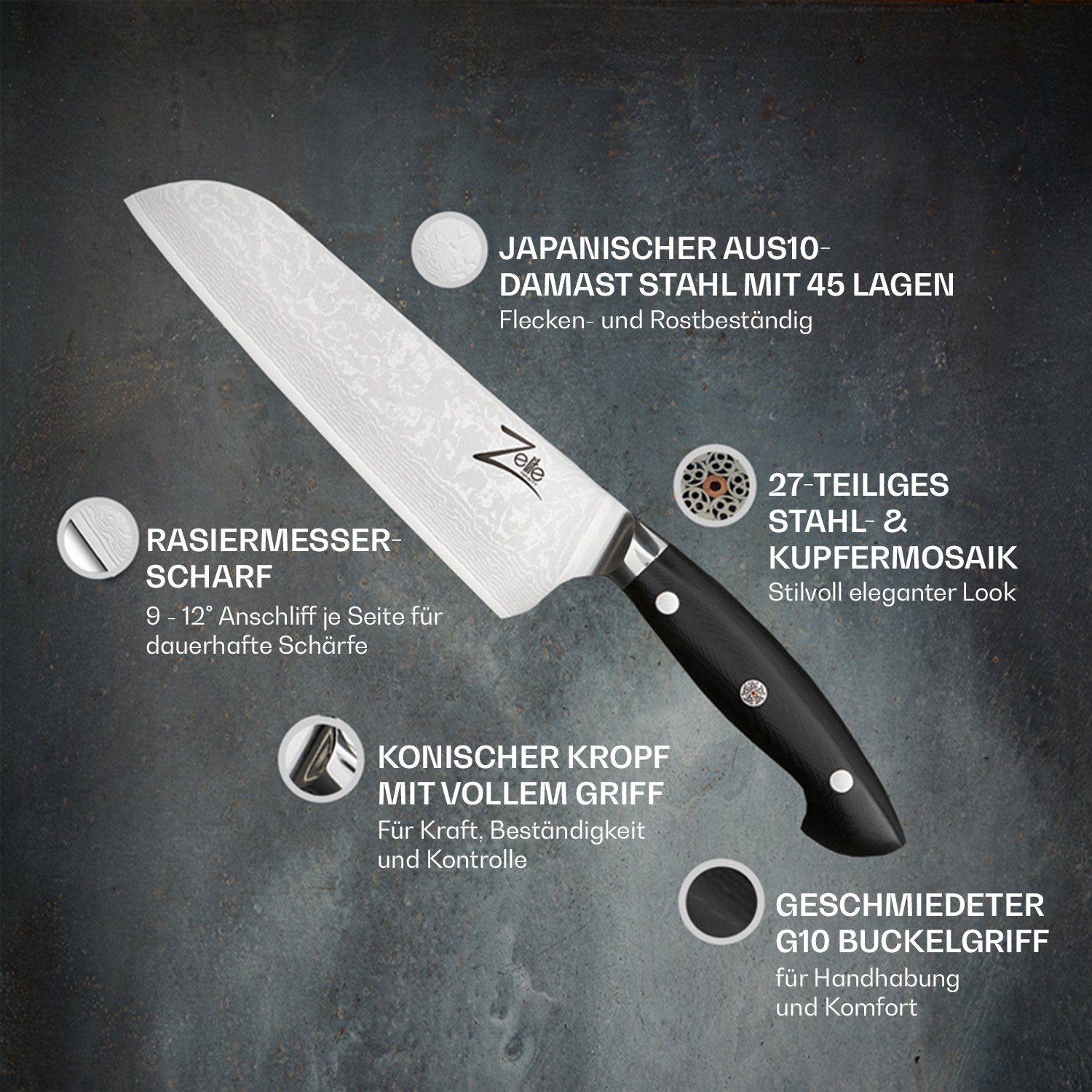 Zelite Infinity 7" Santoku Klarstein Schälmesser by