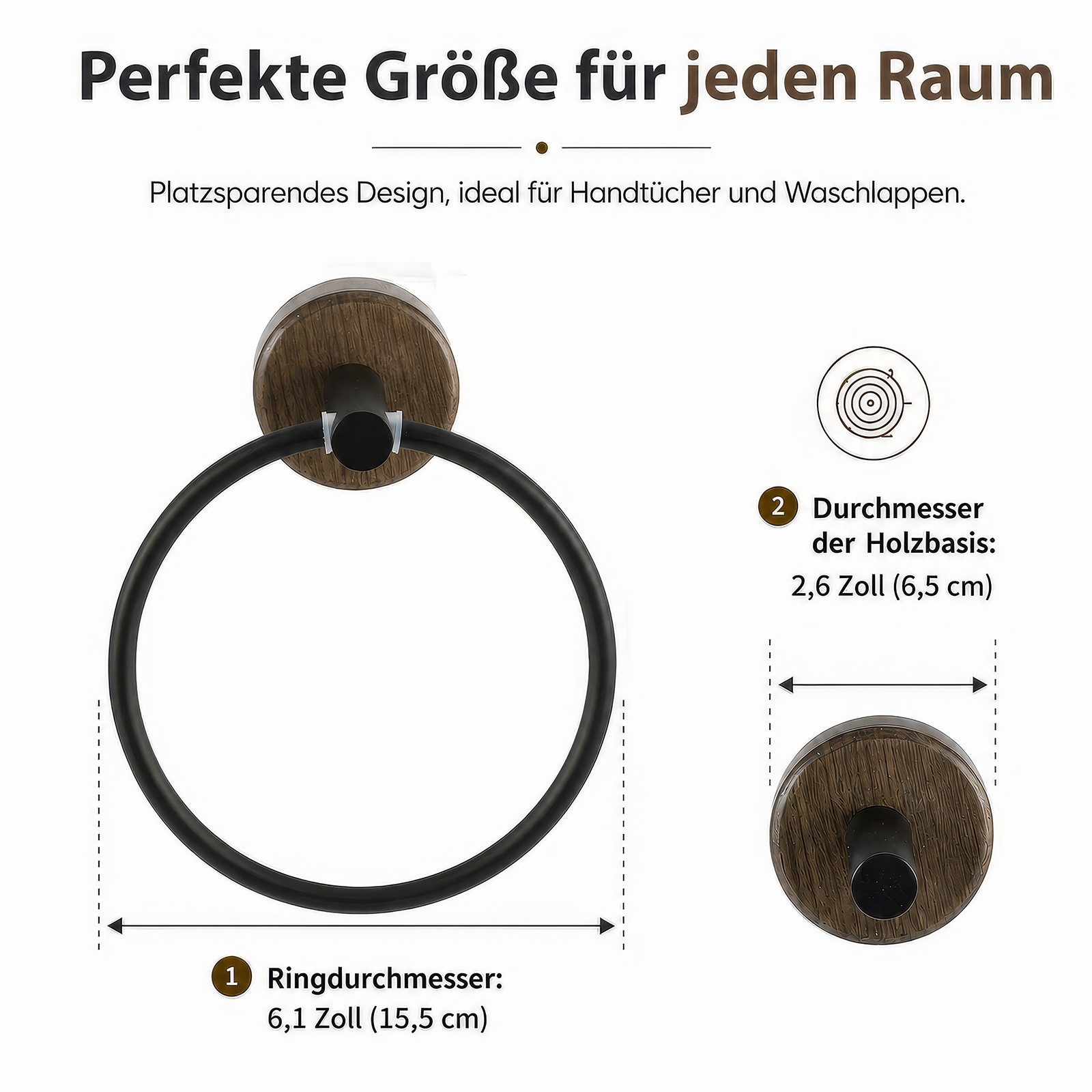 BlingBin Handtuchring Handtuchring ohne Bohren, Wand-Handtuchhalter mit Klebemontage, Wandmontage Bad & Küche Handtuchhalter mit Starkem Klebstoff