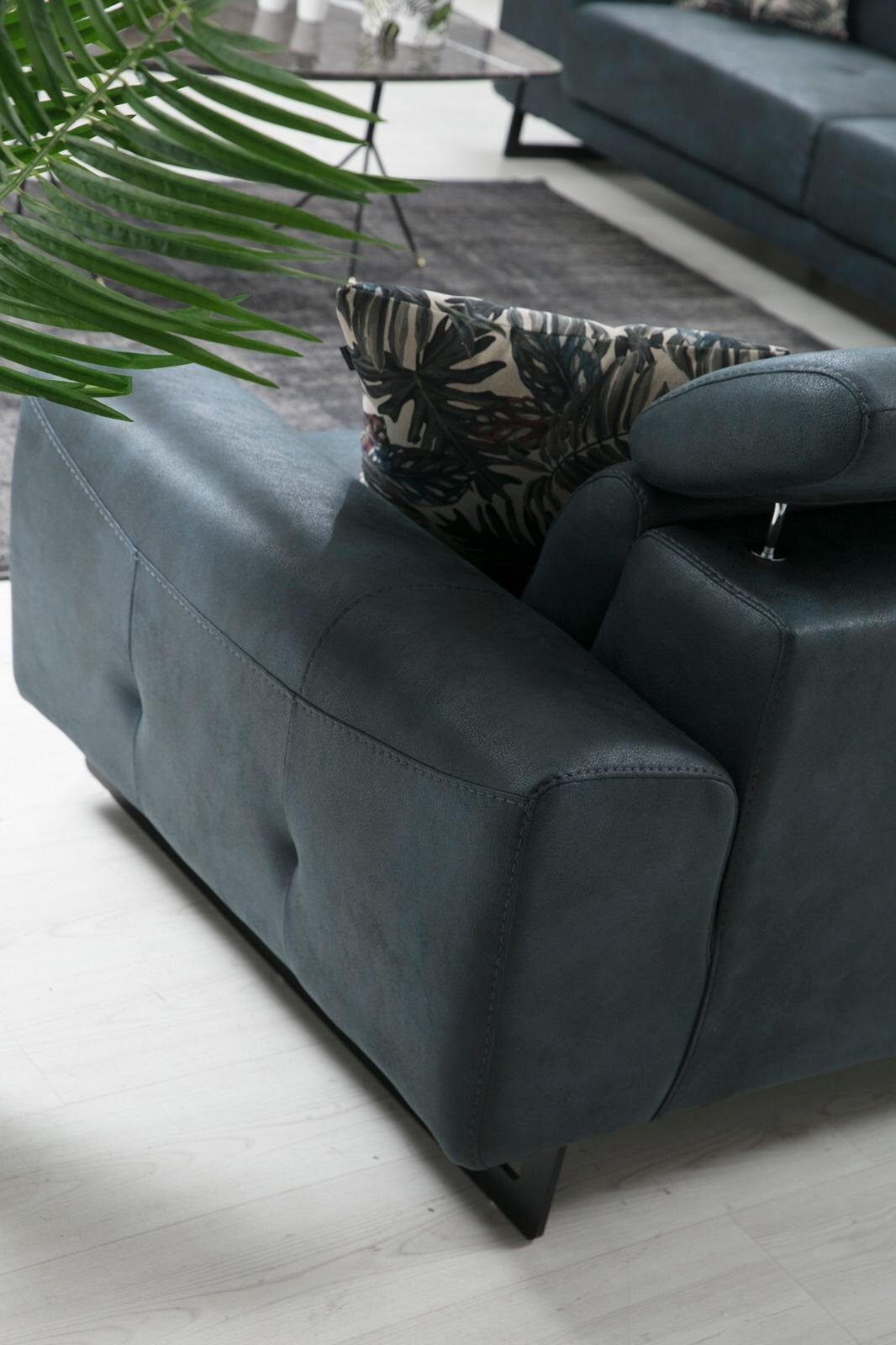 Möbel Neu, Teile, Europa Made in Sofa Modern 3-Sitzer Designer Wohnzimmer JVmoebel Sitzmöbel 1 Blau