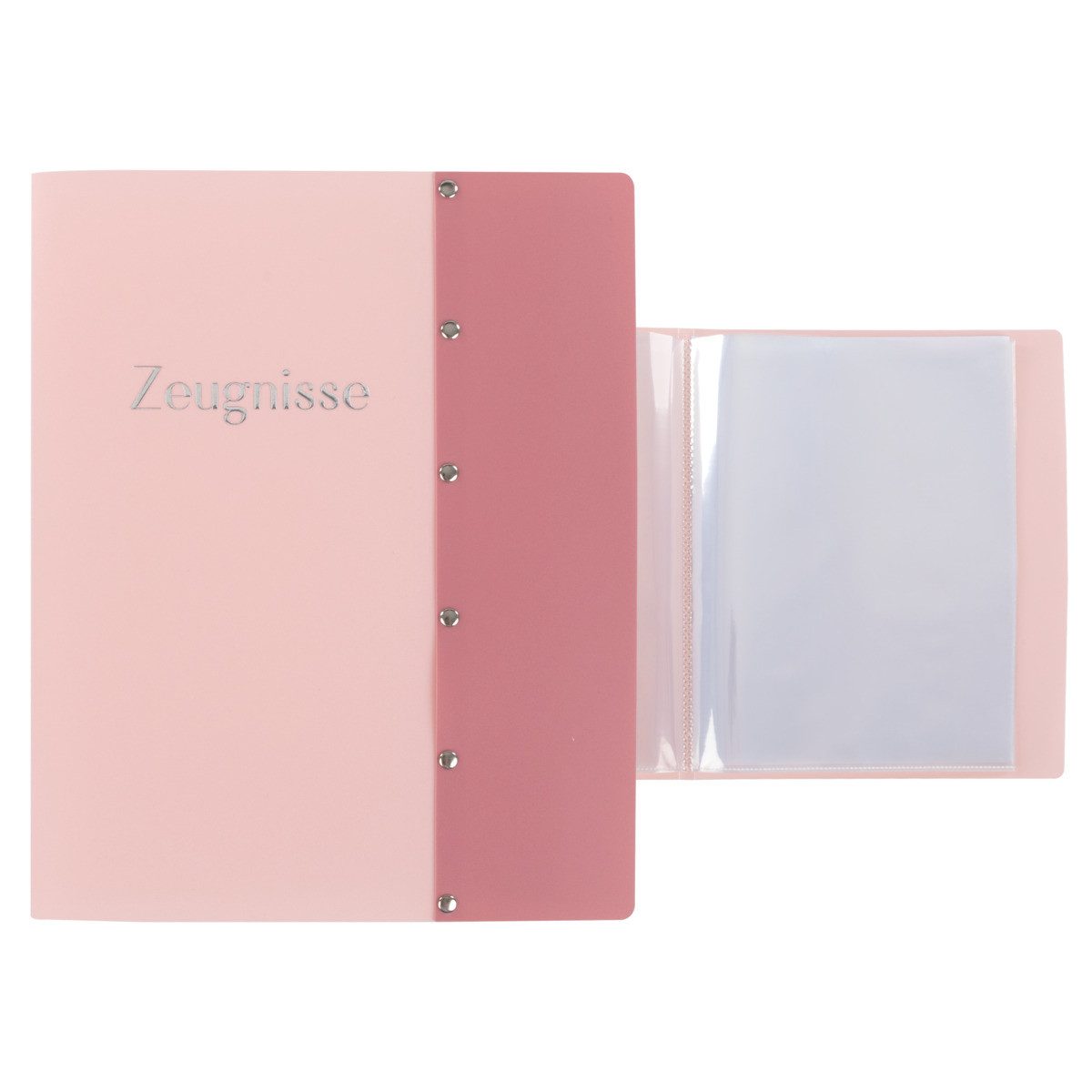 Idena Buchbindemappe Idena Zeugnismappe Sichtbuch mit 12 Klarsichthüllen 100µ pastell rosa, DIN A4, (