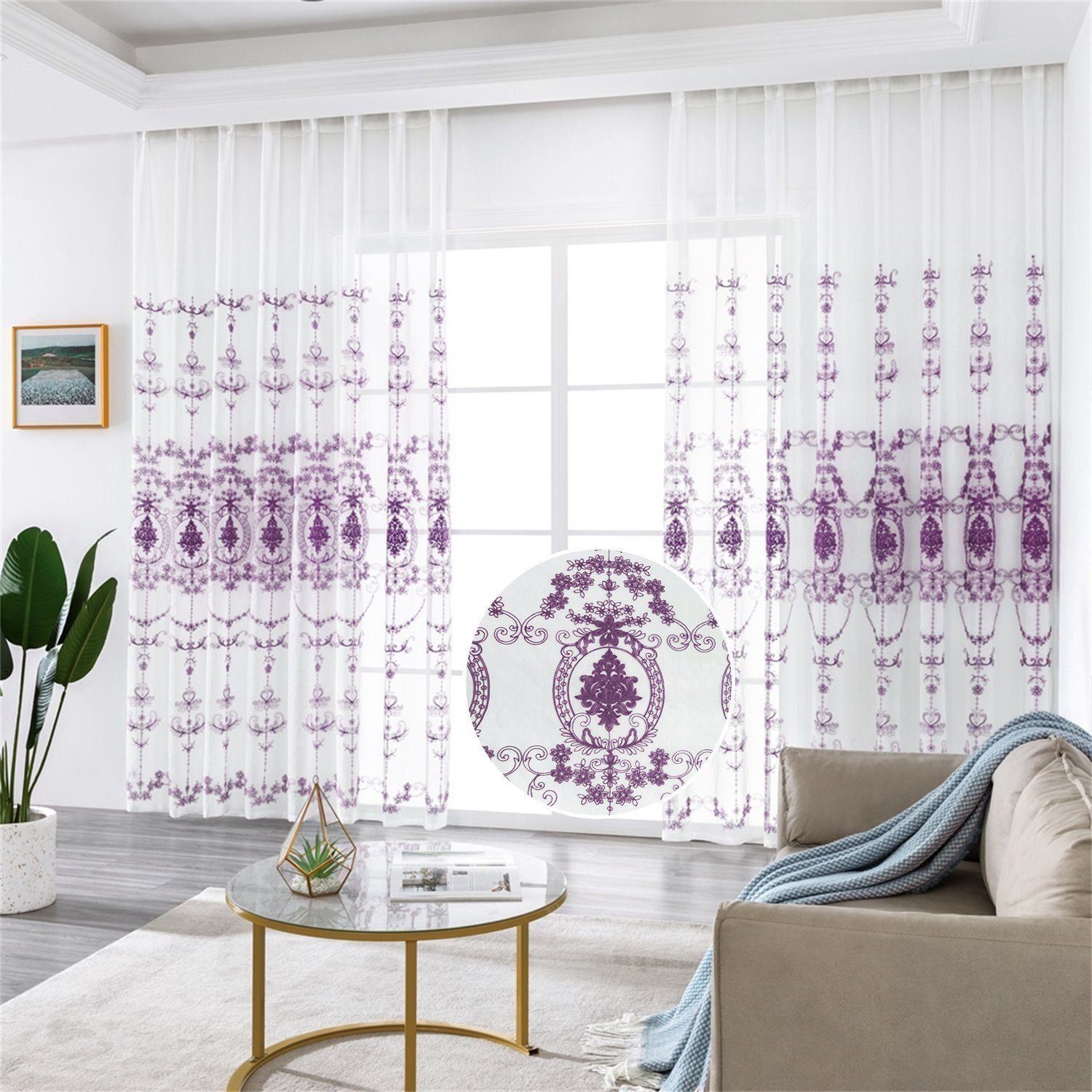 BYSURE Vorhang Blumen Stickerei Vorhänge (2 St), Ösen, transparent, Voile, günstig online kaufen