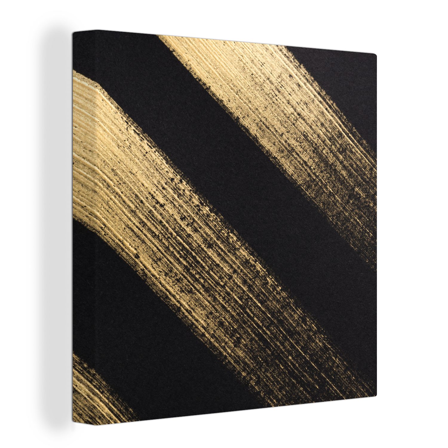 OneMillionCanvasses® Leinwandbild Goldene Farbstreifen auf schwarzem Hintergrund, (1 St), Leinwand Bilder für Wohnzimmer Schlafzimmer