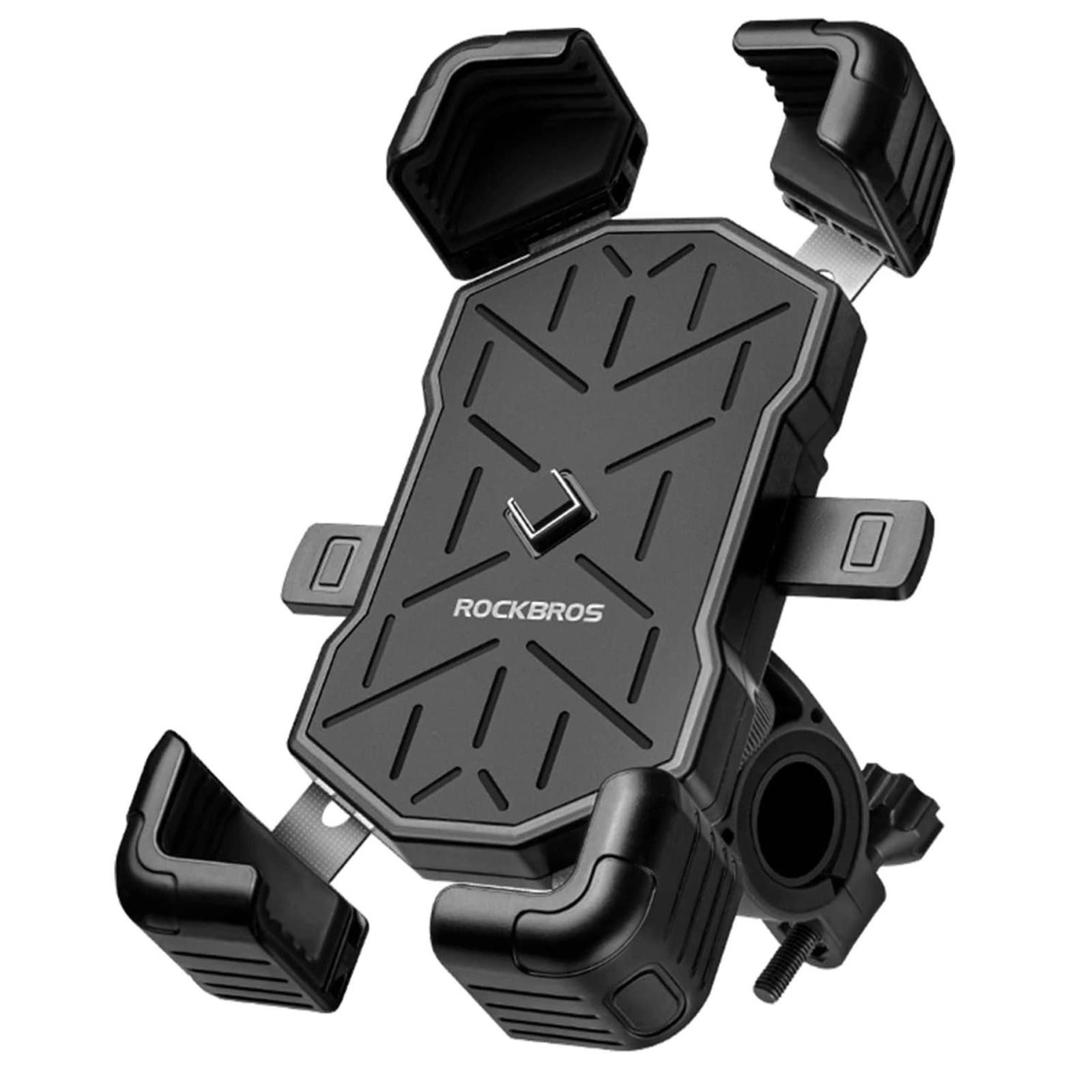 ROCKBROS Handy-Halterung Universal Lenker 4 Haltepunkte, (bis 7 Zoll, Smartphone Lenker Fahrrad Halterung Handy Halter für Motorrad)