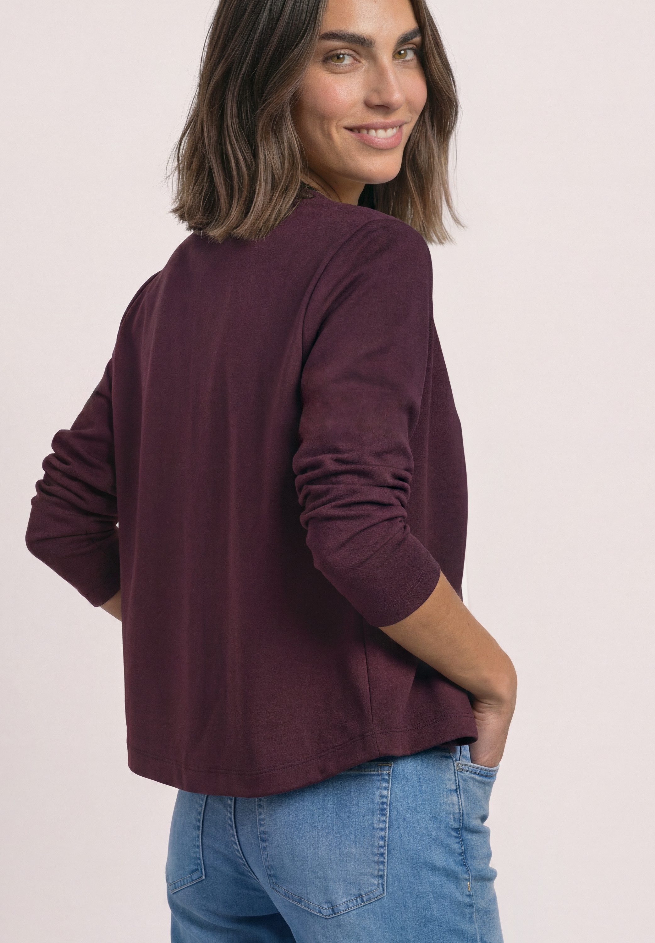 STREET ONE Shirtjacke Strick-Look Jacke / Cardigan / Dekorative Knöpfe