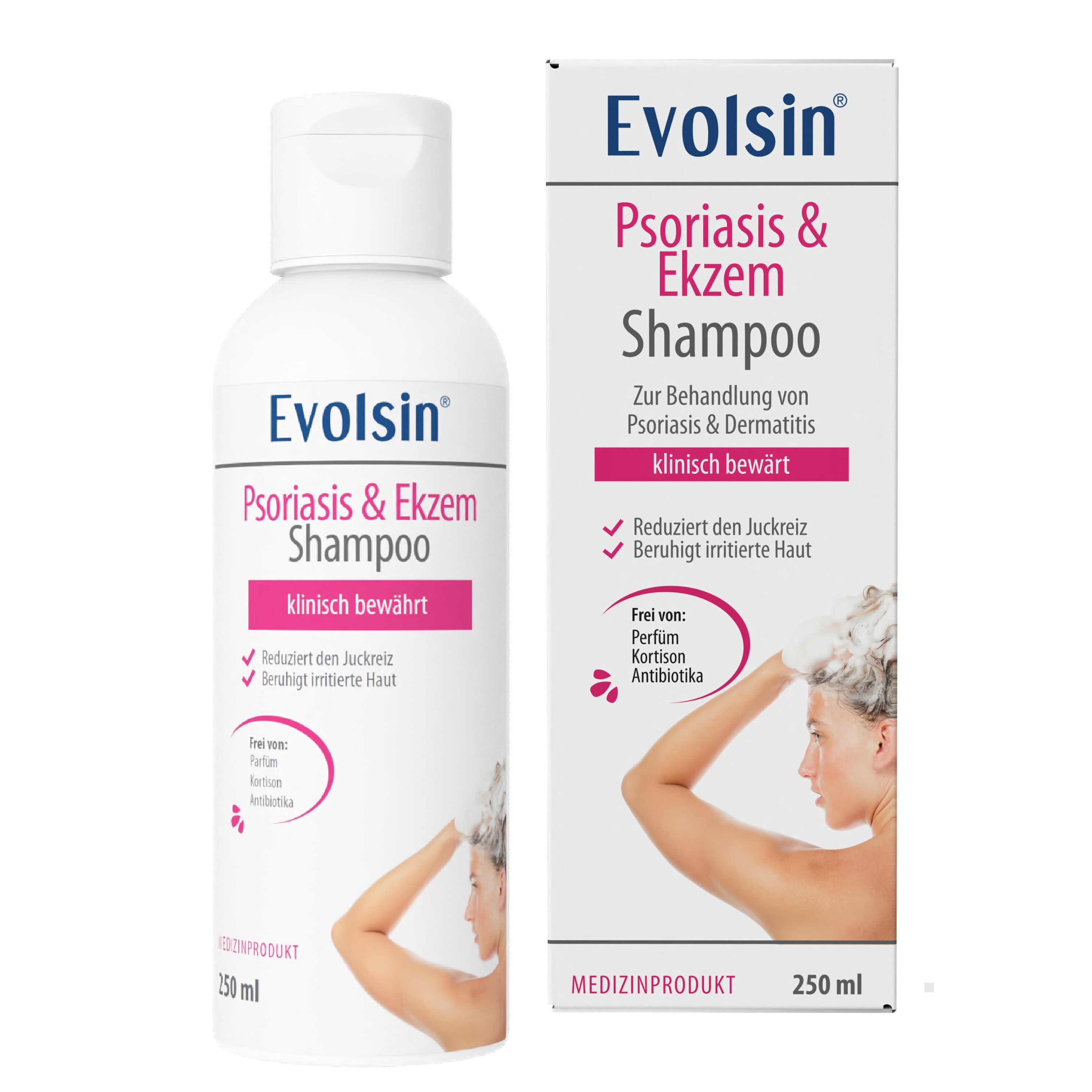 Evolsin Kopfhaut-Pflegeshampoo Ekzem & Psoriasis Shampoo - OHNE Kortison, Patentierte Wirkweise gegen Schuppenflechte und Seborrhoisches Ekzem
