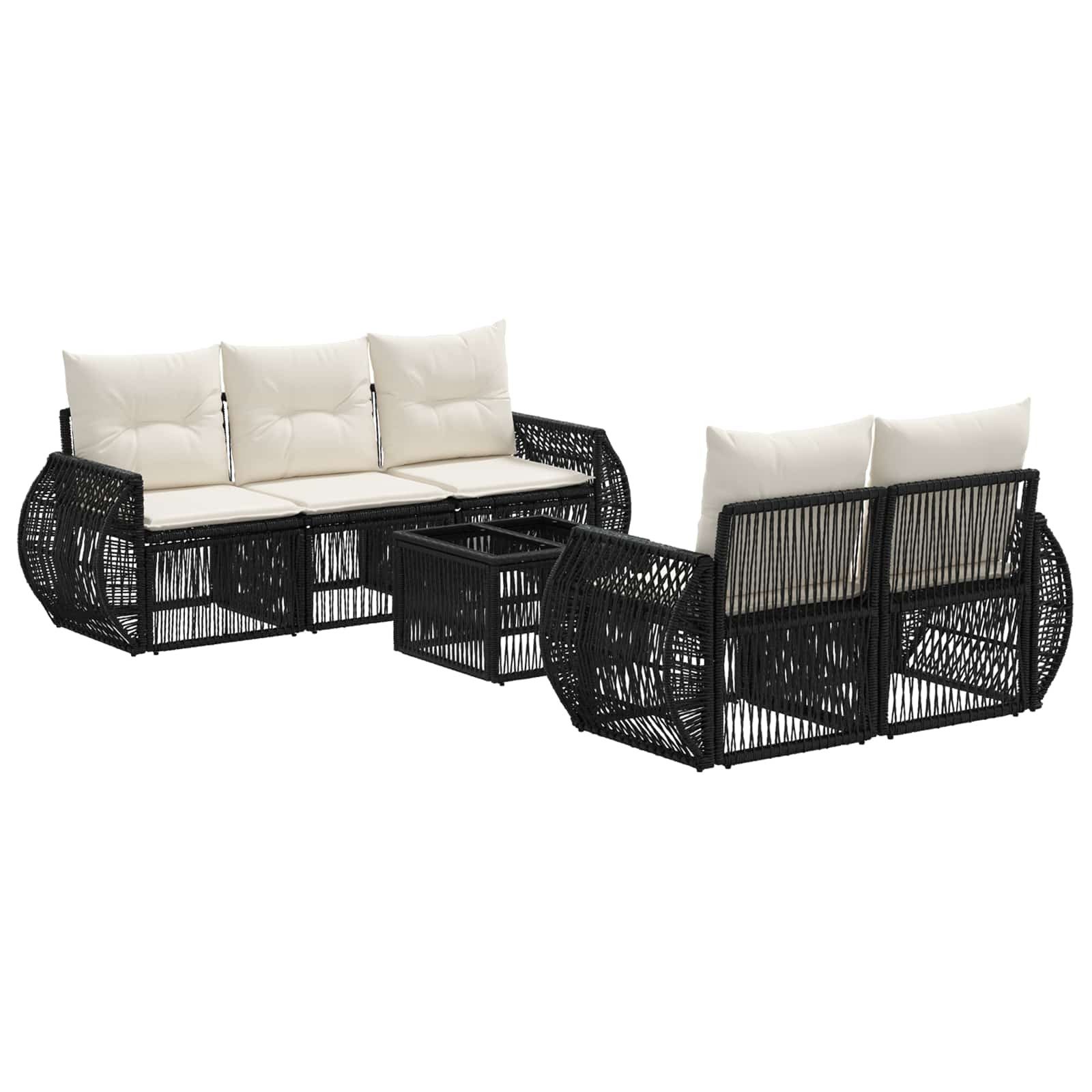 vidaXL Gartensofa Gartensofa-set 6 stk. Schwarz Poly-Rattan, 6 Teile, Gartensofa-set 6 stk. Schwarz Poly-Rattan