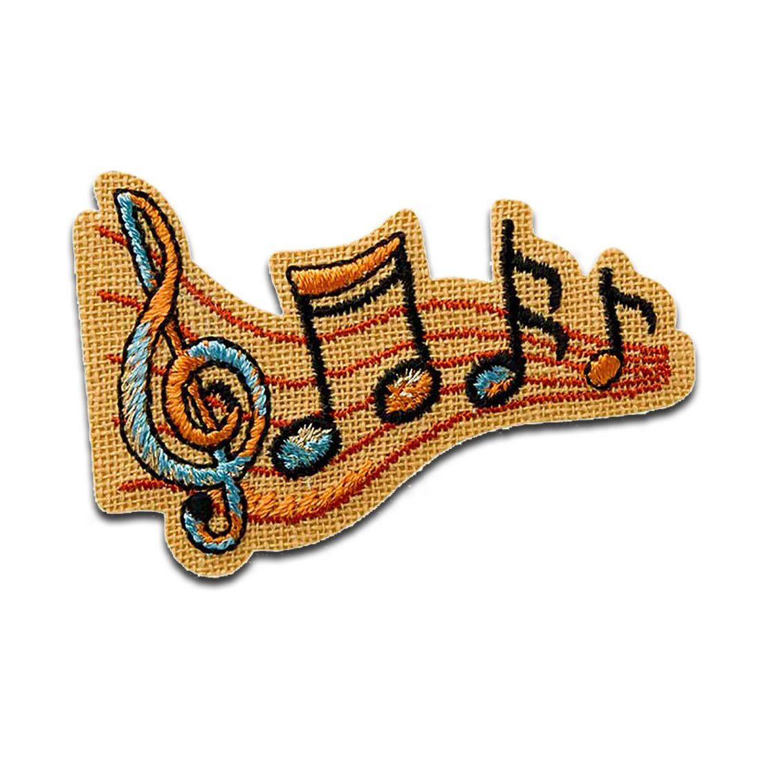 Mono-Quick Aufnäher Bügelbild, Aufbügler, Applikationen, Patches, Flicken, zum aufbügeln, Polyester, Noten Vintage Musik - Größe: 5,3 x 3,5 cm