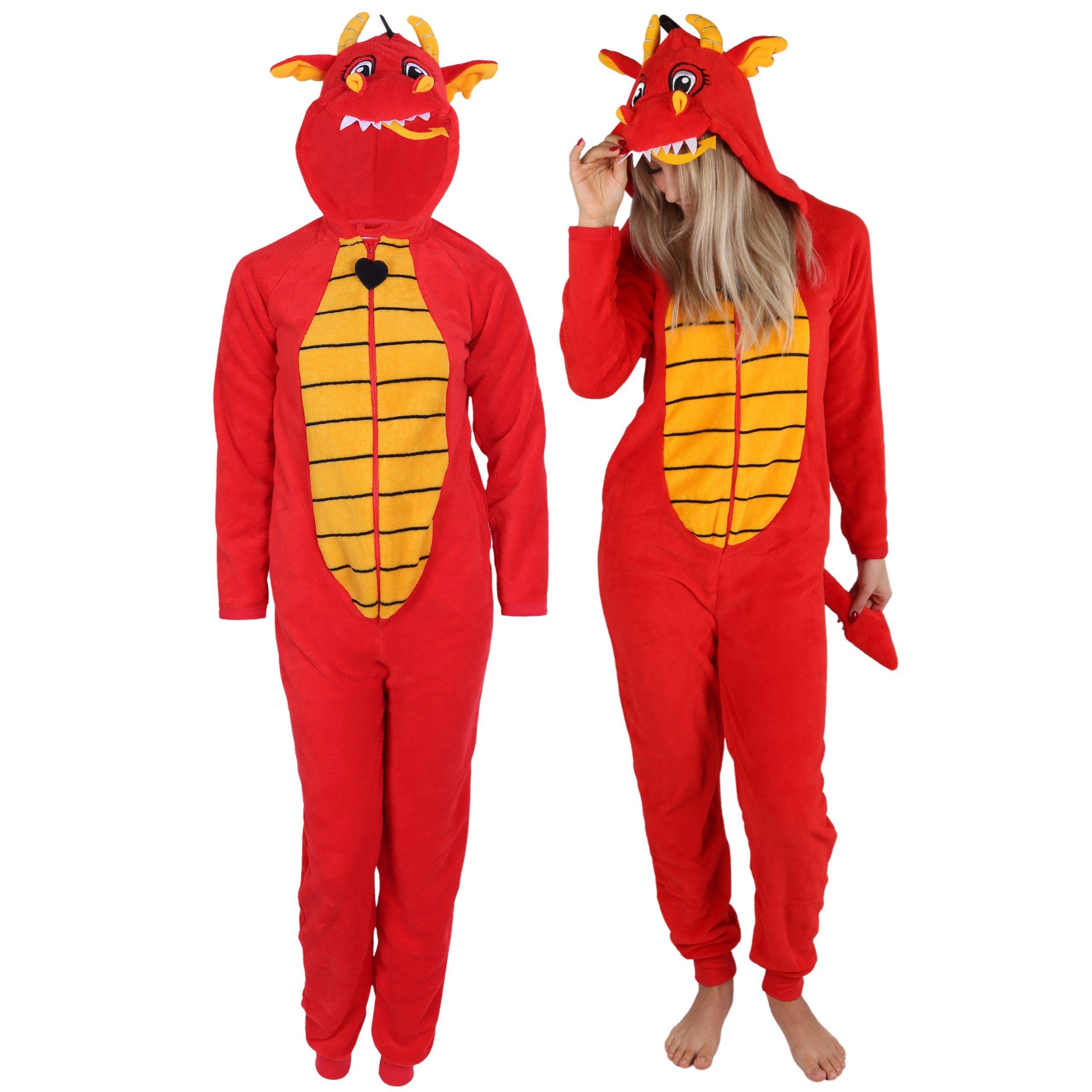 Schlafanzug Rotes einteliges Pyjama/Schlafanzug Drache XXS
