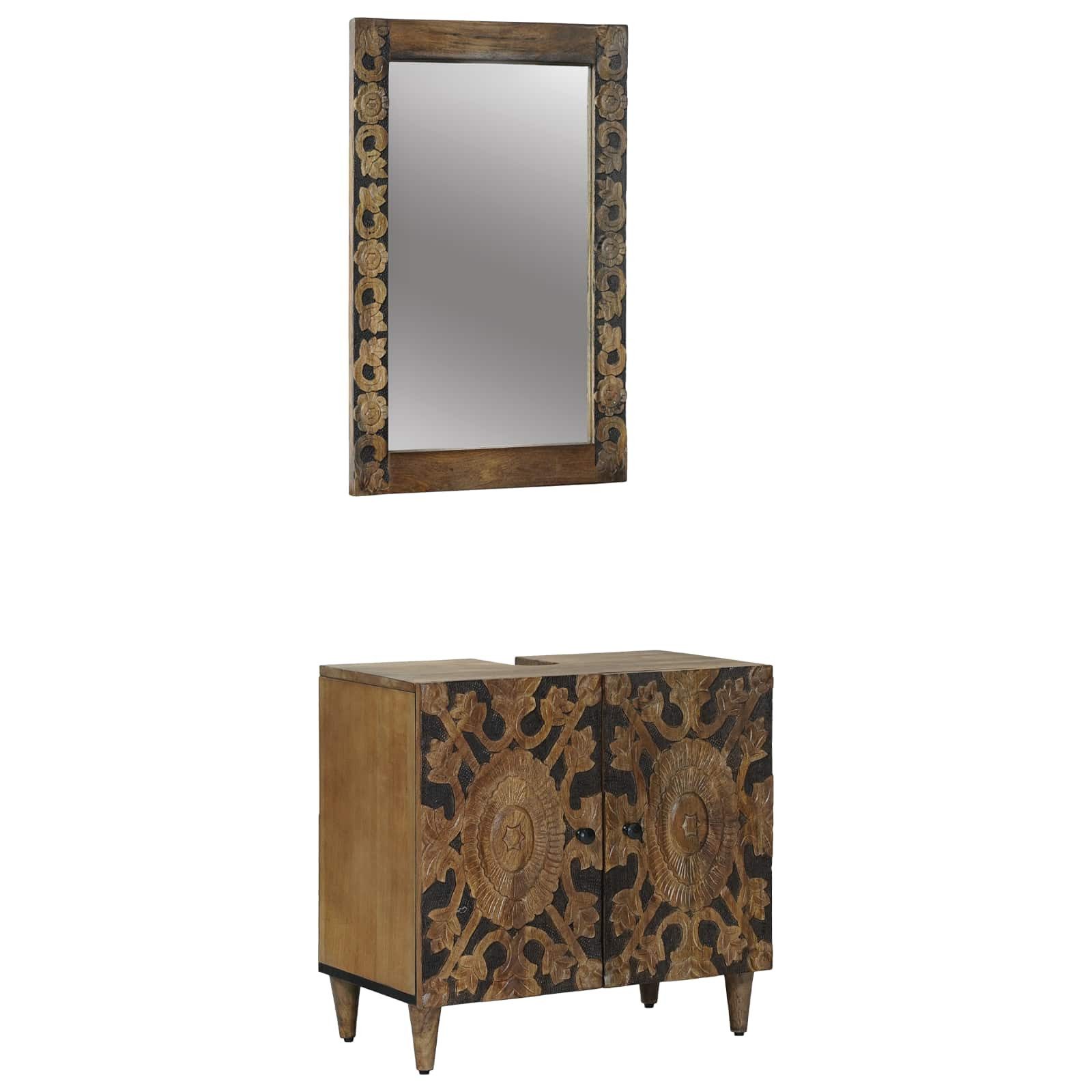 vidaXL Badezimmer-Set Badezimmermöbel-Set 2 stk. Braun 62 x 33 x 58 cm, (2-St)