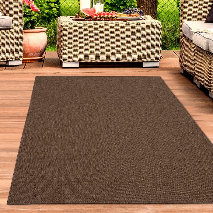 Teppich Klassischer Allround-Teppich flachgewebt in dunkelbraun Carpetia rechteckig Höhe: 1 mm