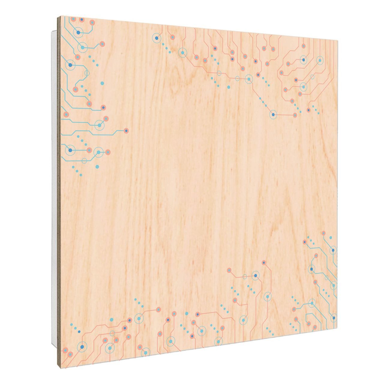 banjado Schlüsselkasten aus Holz mit Motiv Digitales Schaltkreismuster (Stahl Gehäuse, mit 50 Haken), 30 x 30 x 5 cm