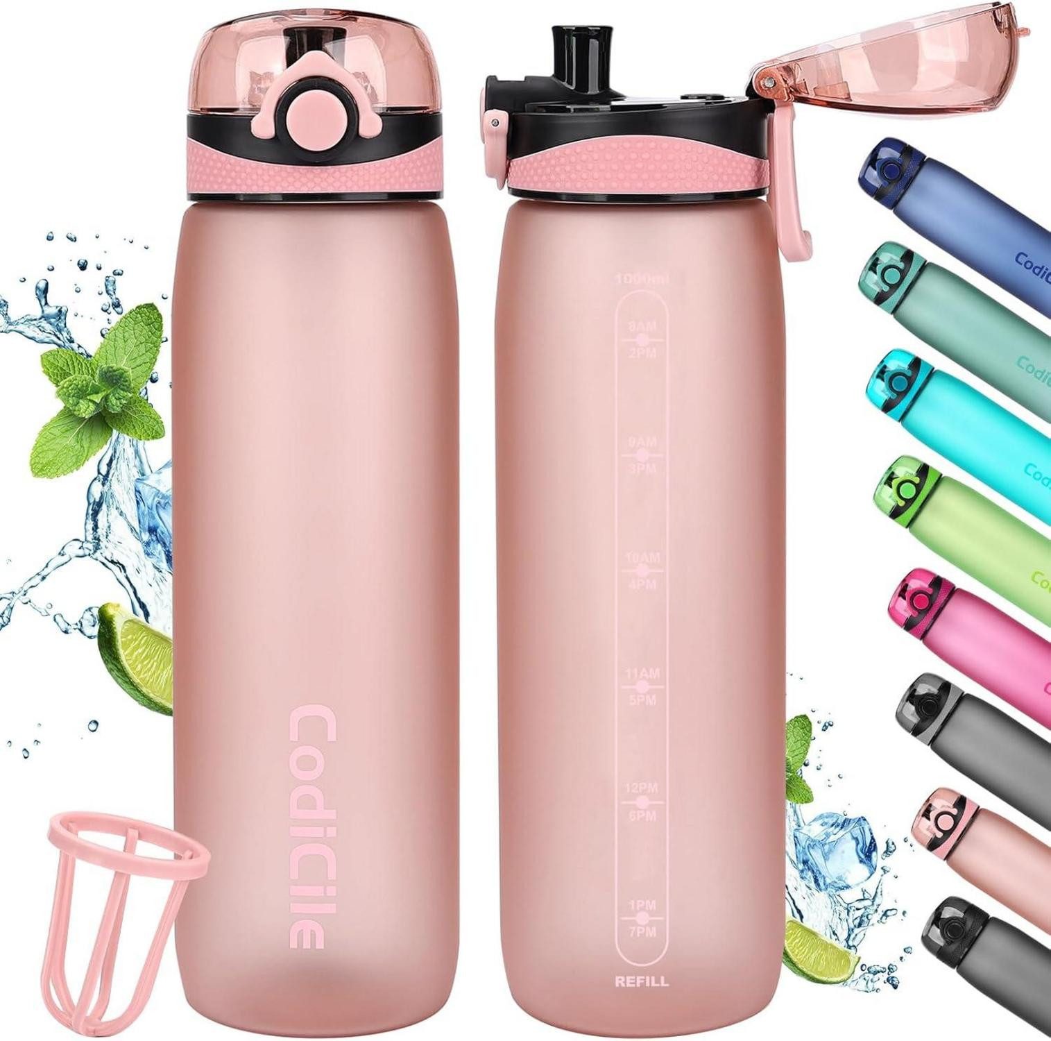 Becher Trinkflasche 1L Auslaufsicher Tritan Sportflasche Filter BPA-frei