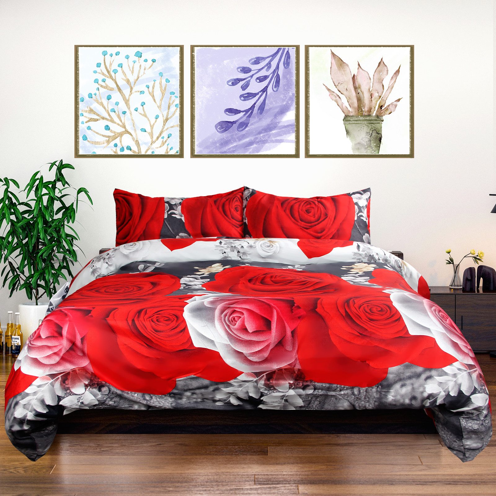 HOMELUX Bettwäsche 220x240 4teilig Bettbezüge 200x220 1er Set mit 50x70 2er Kissenbezüge, 4 teilig, moderne Bettwäsche mit hohe qualität