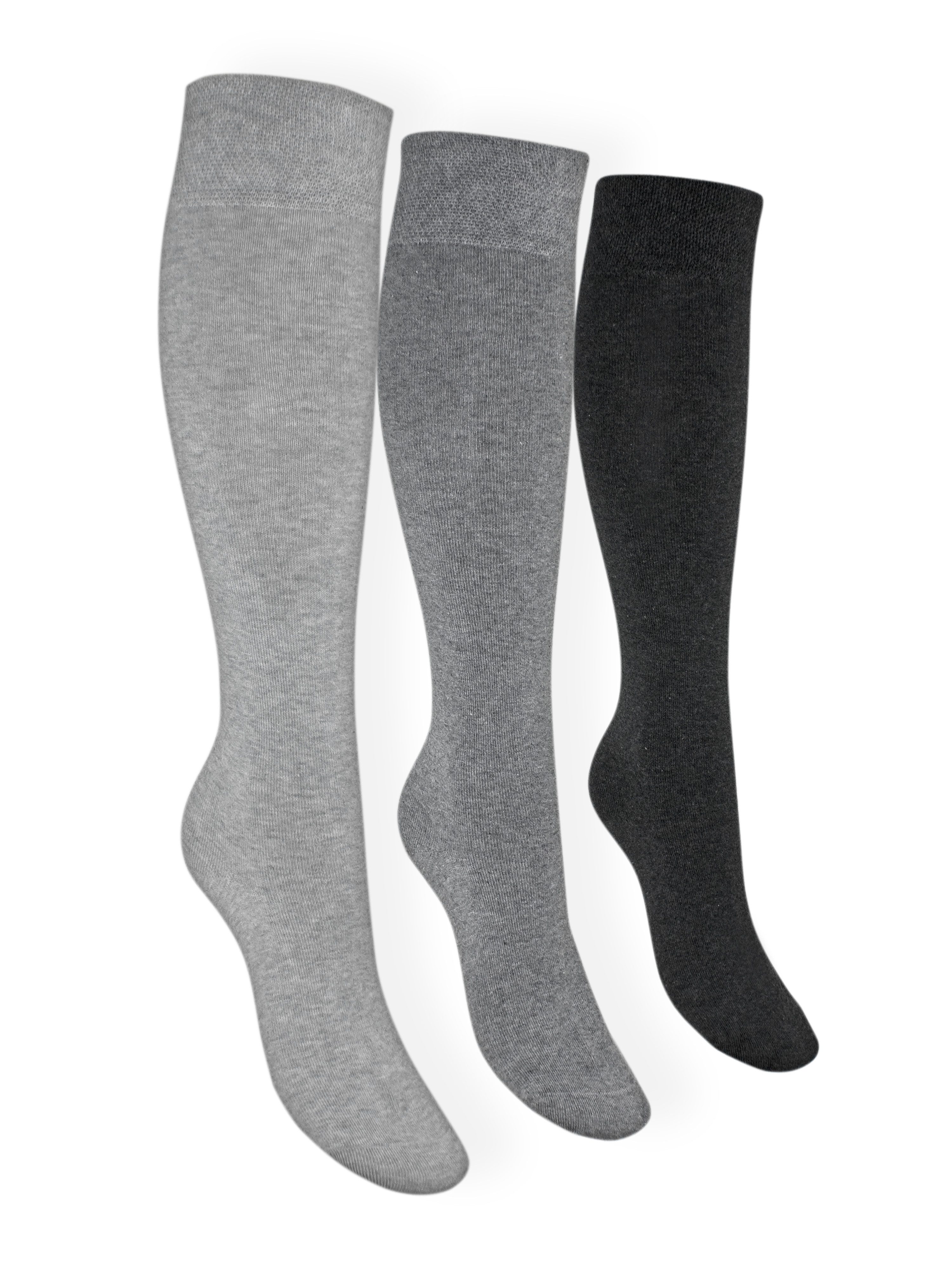 Die Sockenbude Kniestrümpfe RS-Strumpf SILBER (Bund, 3-Paar, Grautöne) Komf günstig online kaufen