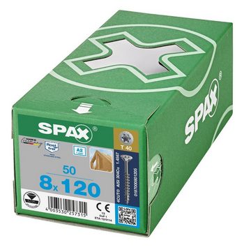 SPAX Spanplattenschraube Edelstahlschraube, (Edelstahl A2, 50 St), 8x120 mm