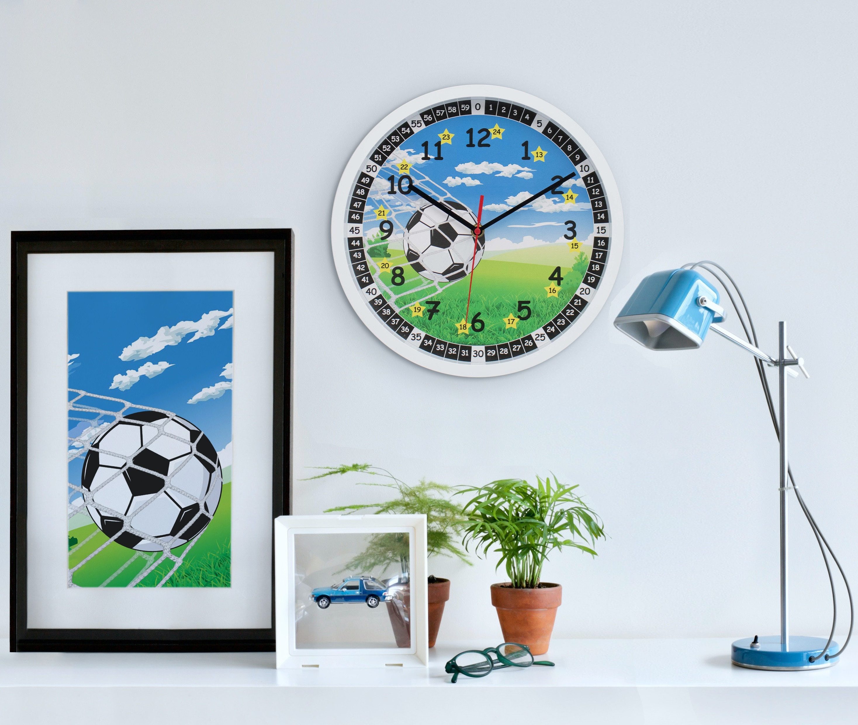 K&L Wall Art Wanduhr Lernuhr Fußball Kinderuhr Junge Kinderzimmer Uhr (stil günstig online kaufen