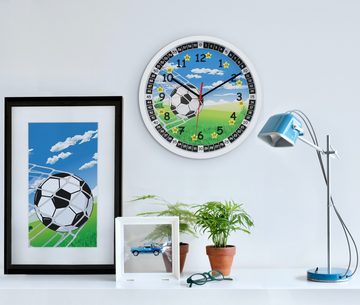 K&L Wall Art Wanduhr Lernuhr Fußball Kinderuhr Junge Kinderzimmer Uhr (stilles Quarz Uhrwerk)