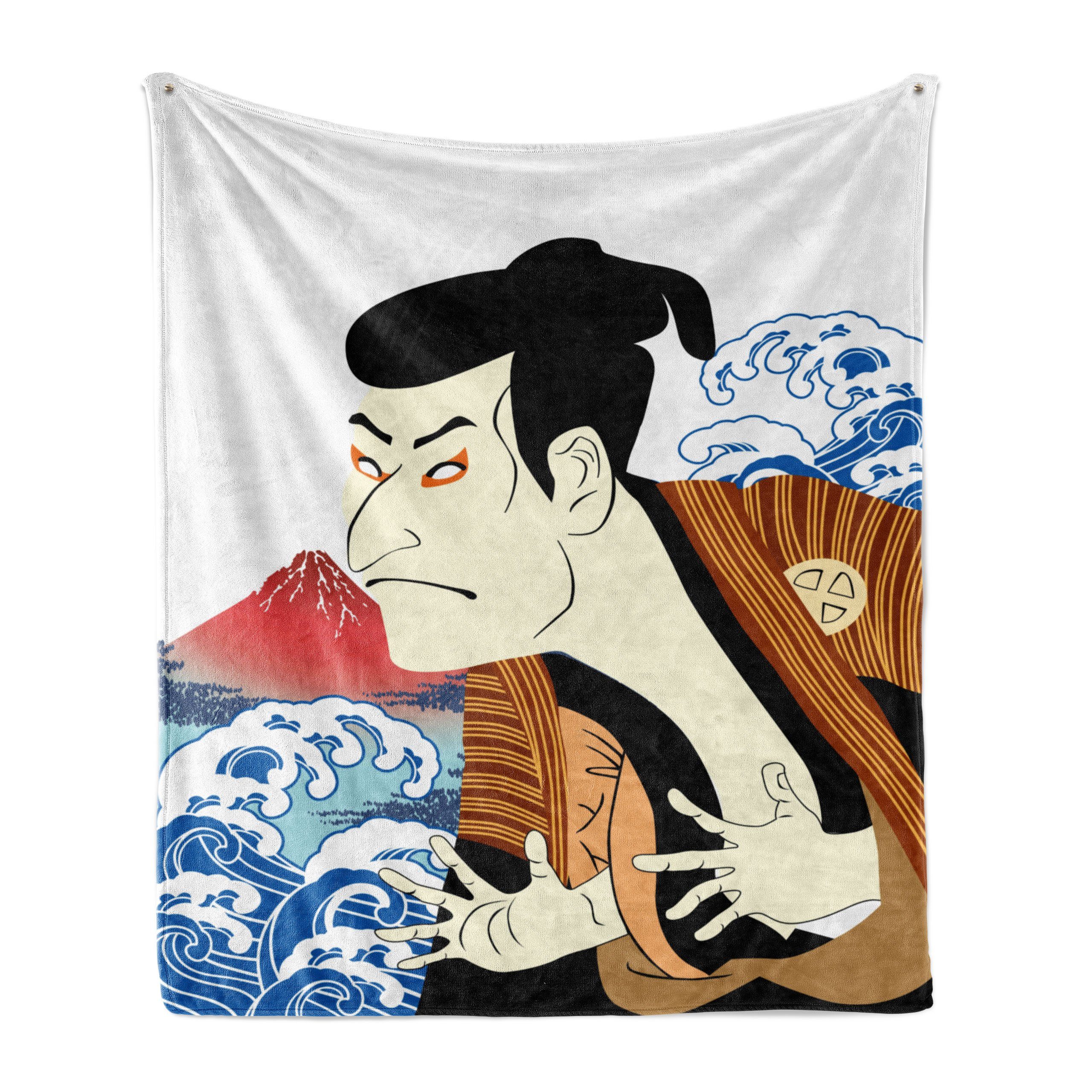 Wohndecke Gemütlicher Plüsch für den Innen- und Außenbereich, Abakuhaus, Kabuki-Maske Performer Portrait