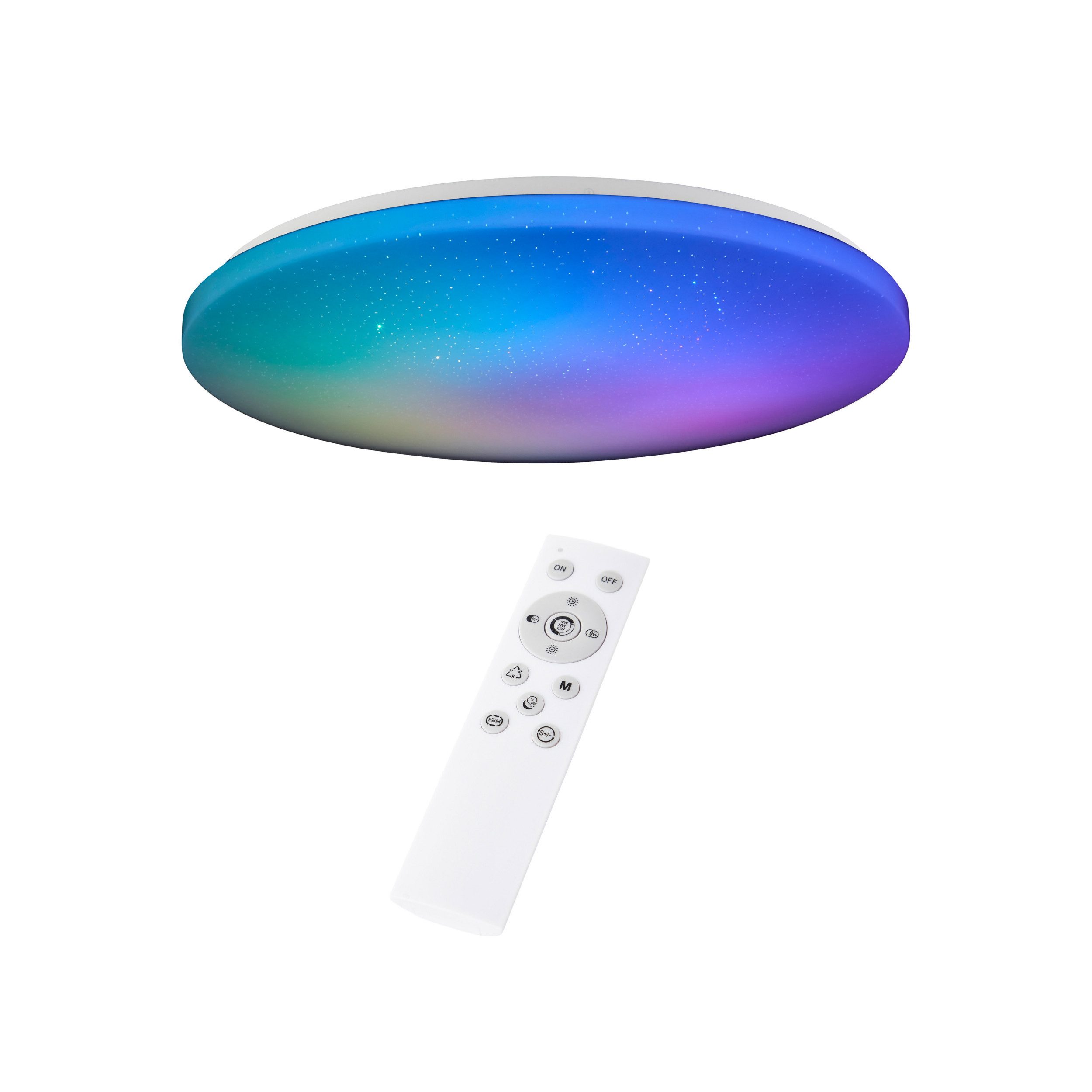 Lightbox Deckenleuchte, CCT - über Fernbedienung, LED fest integriert, warmweiß - kaltweiß, LED-Deckenlampe, Fernbedienung, Ø 49cm, 4500 lm, CCT, IC RGB, dimmbar
