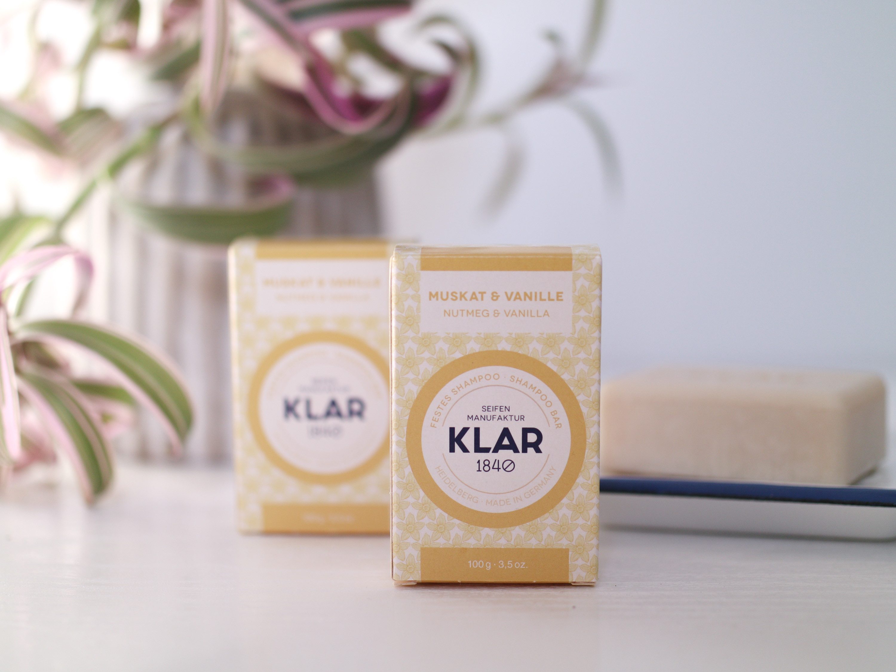 KLAR Seifenmanufaktor Handseife Klar Seifen festes Shampoo Muskat&Vanille 100g (für normales Haar)