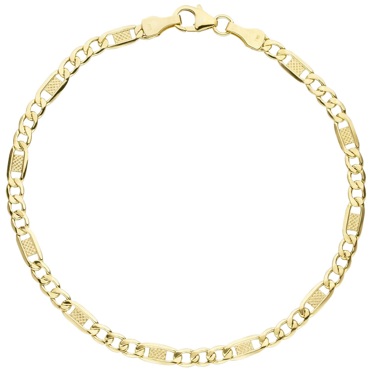 Schmuck Krone Goldarmband 3,8mm Panzer-Steg Armband aus 333 Gelbgold, 19cm, Gold 333
