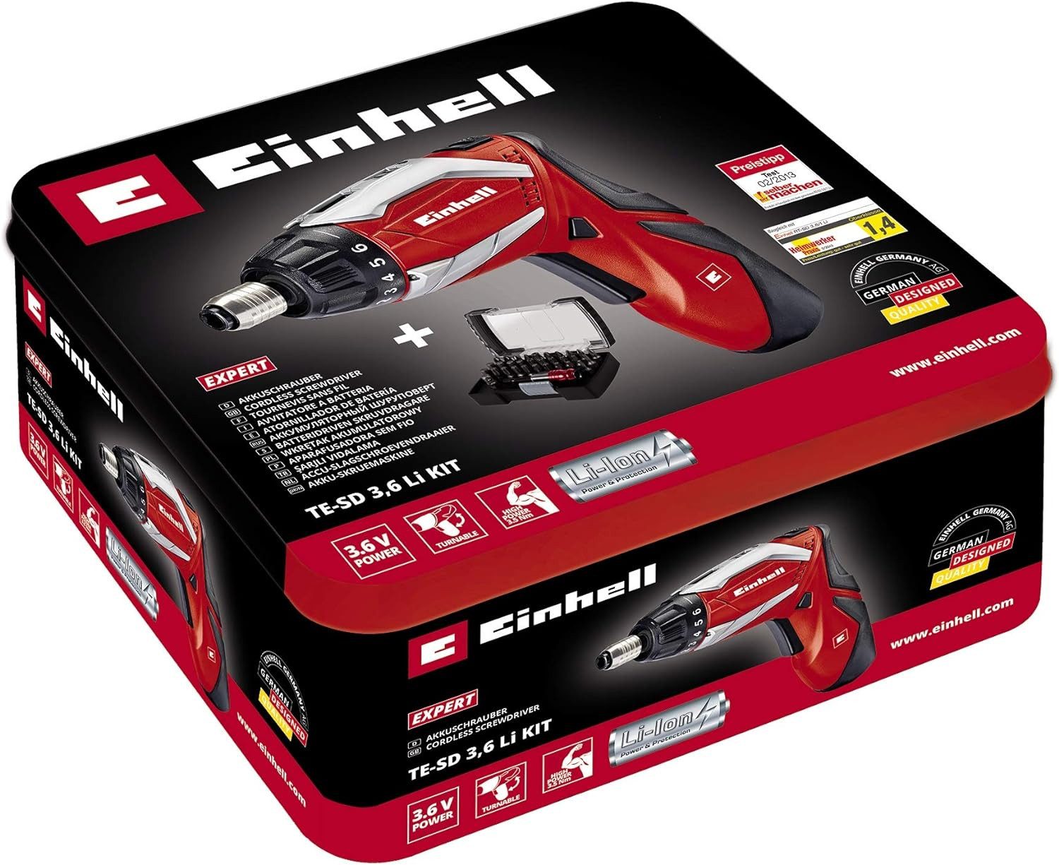 Einhell Akku-Bohrschrauber Akkuschrauber Set TE-SD 3,6 Li- 3,6 V,3.5 Nm 1,5 Ah, 32 tlg. Bitset